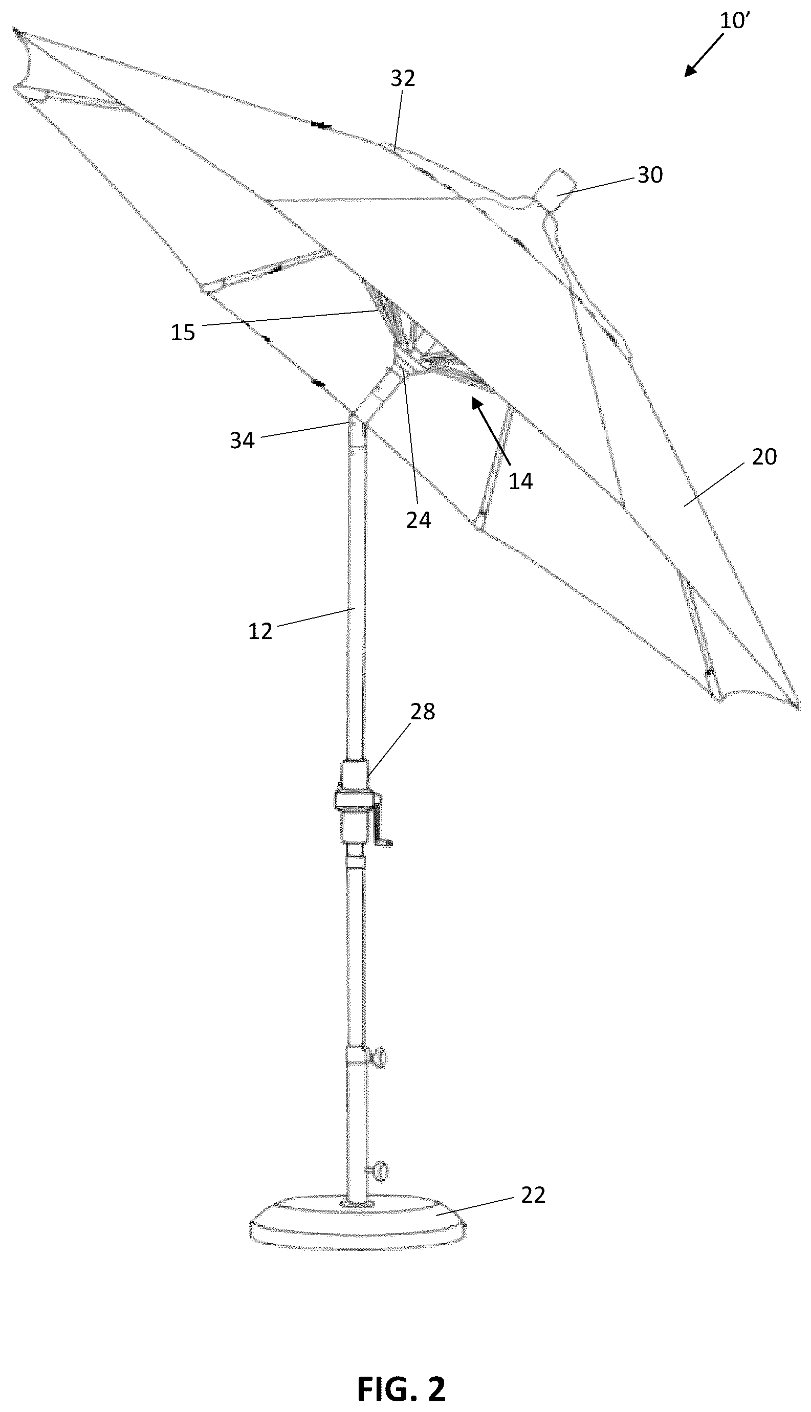Patent US12396531 Figure 9 – Visor device and assembly for an umbrella