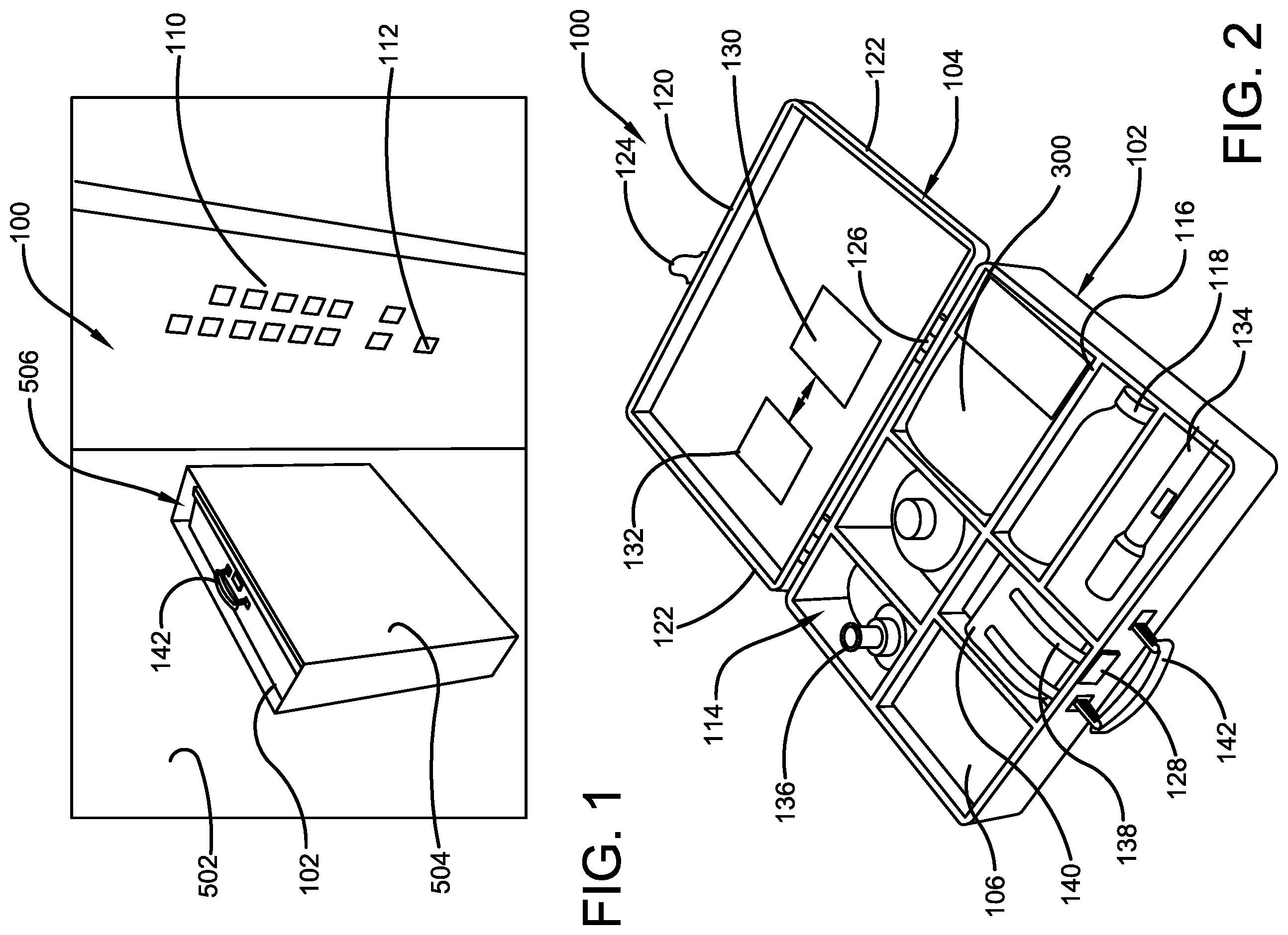 Patent US12396536 Figure 1 – Elevator emergency kit device