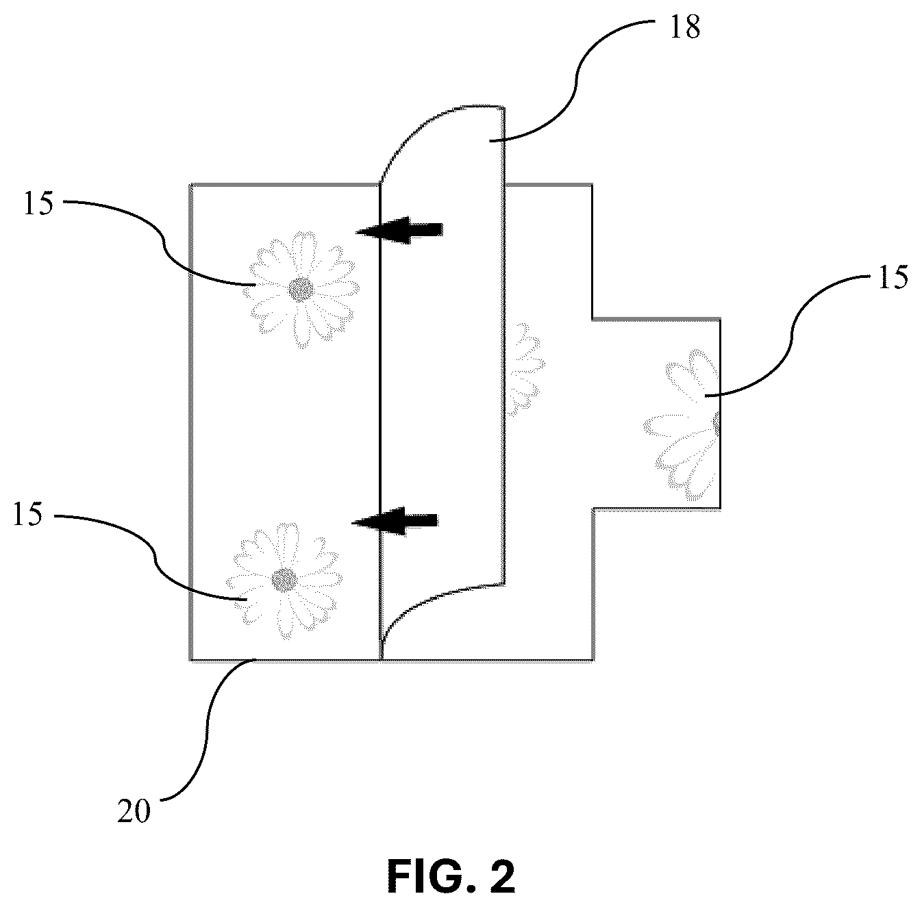 Patent US12396537 Figure 2 – Sealed textile articles containing pressed flowers and processes for making such articles