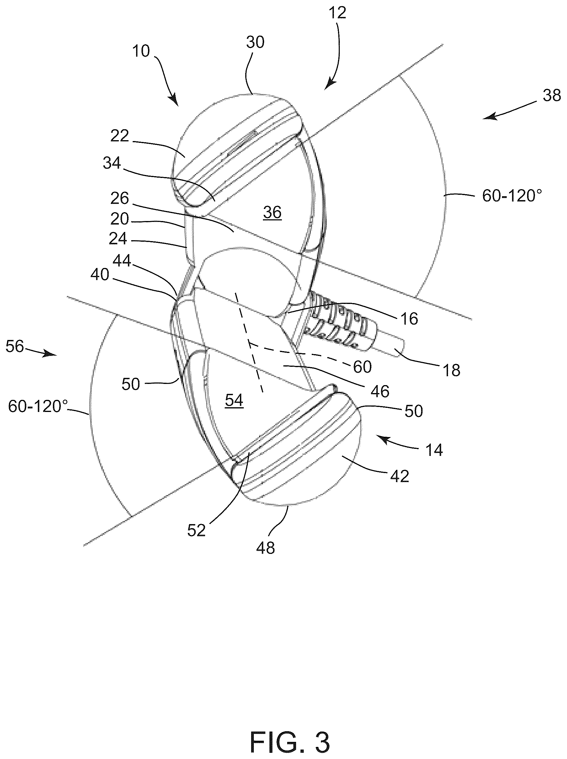 Patent US12396538 Figure 3 – Hair styler including hinged arms having twisted hair contact surfaces
