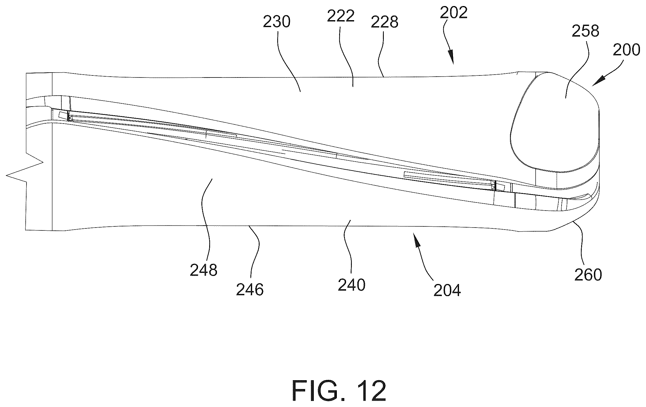Patent US12396538 Figure 12 – Hair styler including hinged arms having twisted hair contact surfaces