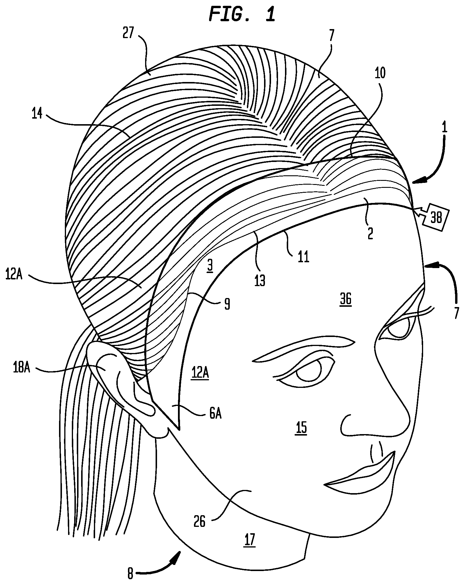 Patent US12396540 Figure 1 – Hair treatment system
