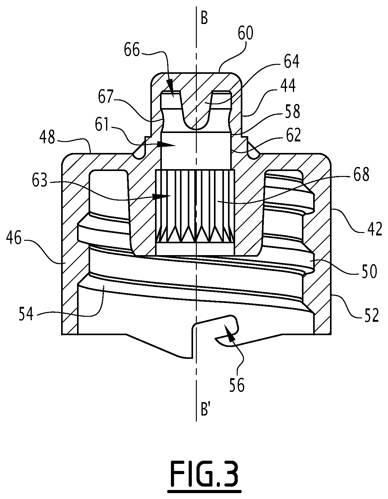 Patent US12396543 Figure 3 – Cosmetic product applicator, cosmetic product packaging assembly and associated manufacturing processes