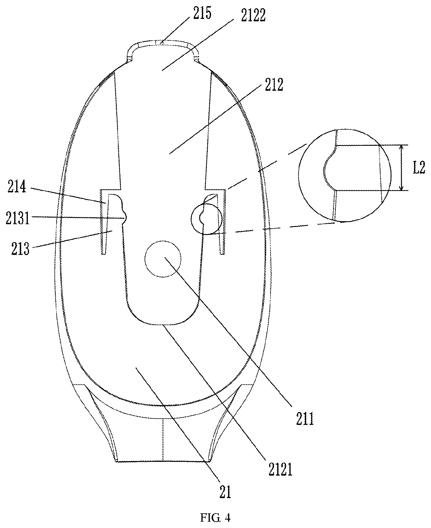 Patent US12396548 Figure 4 – Brush head mounting structure of liquid spraying brush