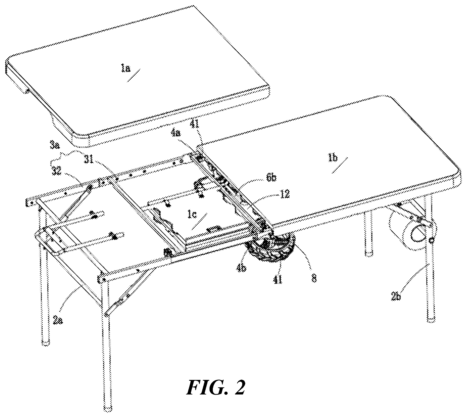 Patent US12396550 Figure 2 – Expandable folding table with removable insert panel assembly