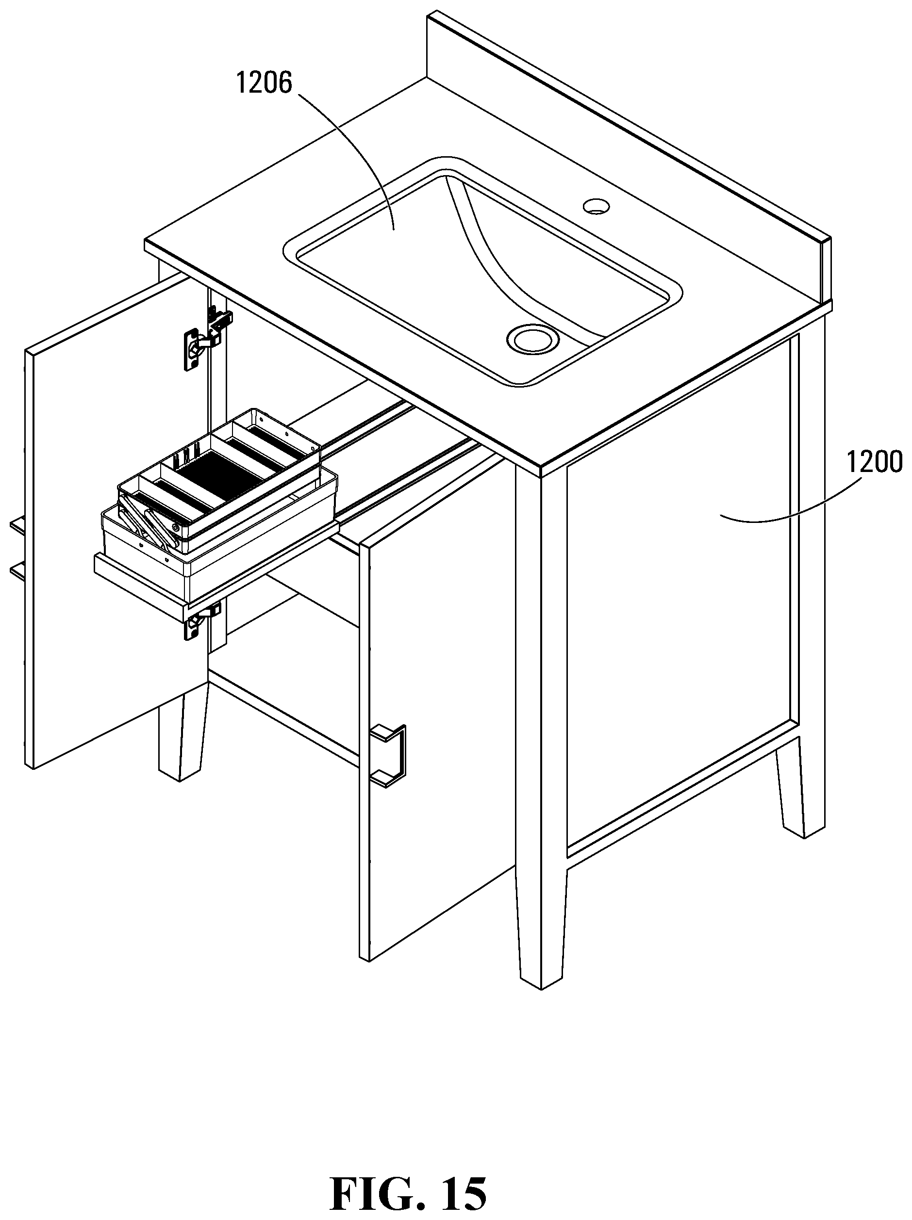 Patent US12396555 Figure 13 – Vanity fold-out organizer