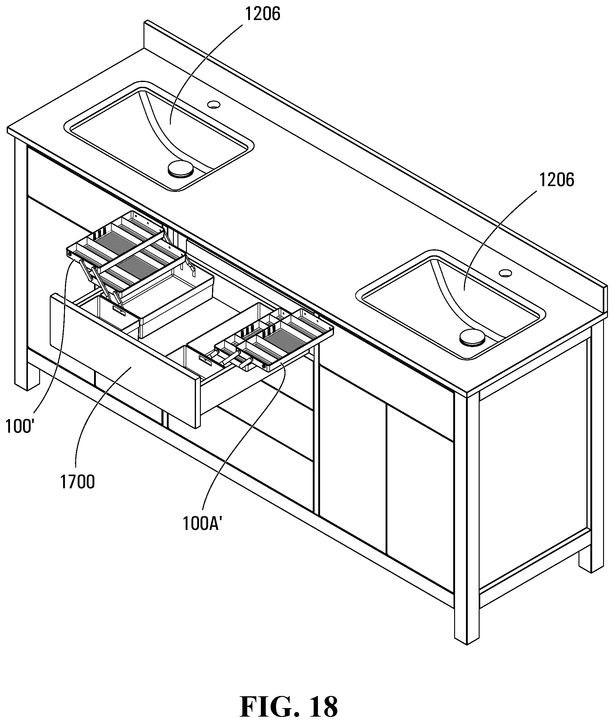 Patent US12396555 Figure 16 – Vanity fold-out organizer