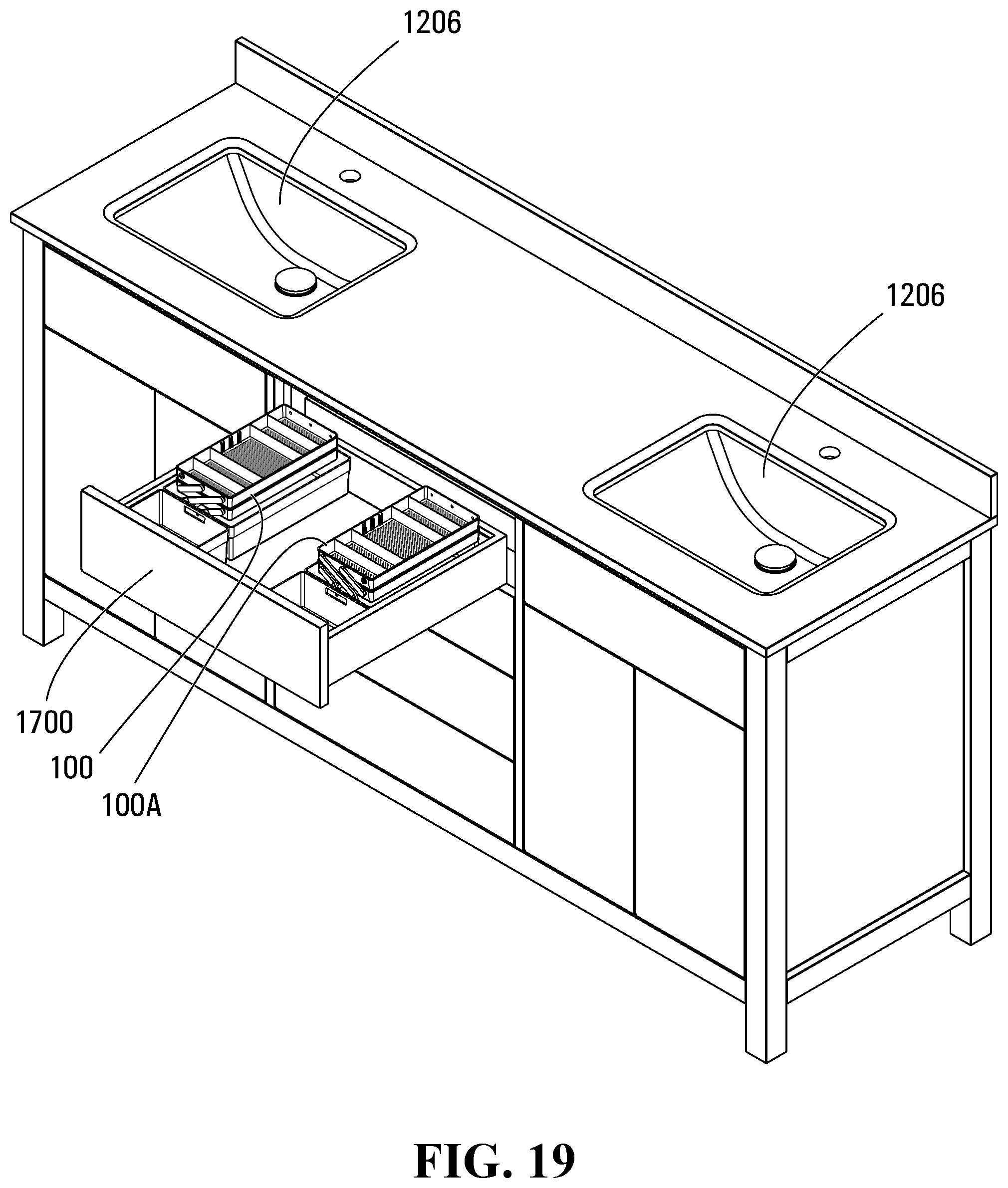 Patent US12396555 Figure 17 – Vanity fold-out organizer