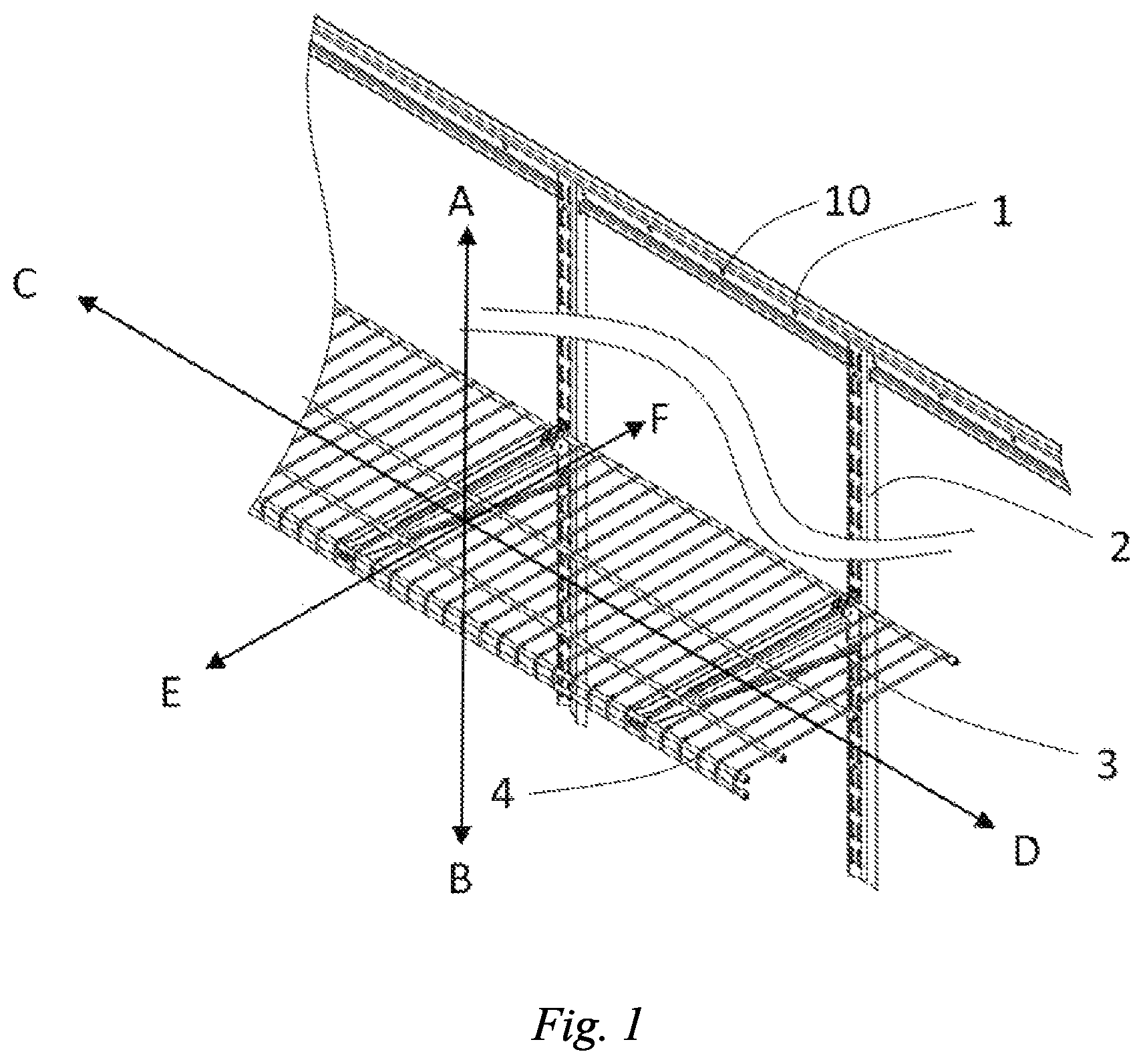Patent US12396556 Figure 1 – Shelving system