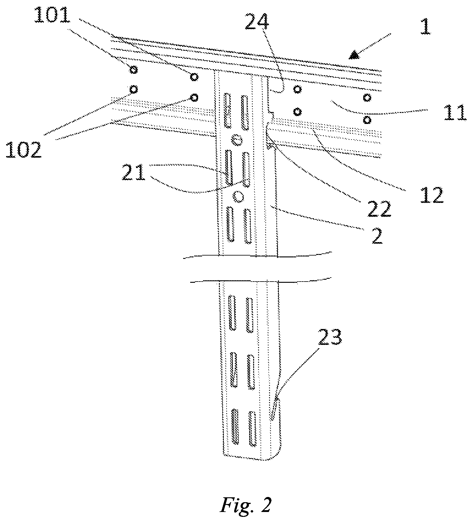 Patent US12396556 Figure 2 – Shelving system