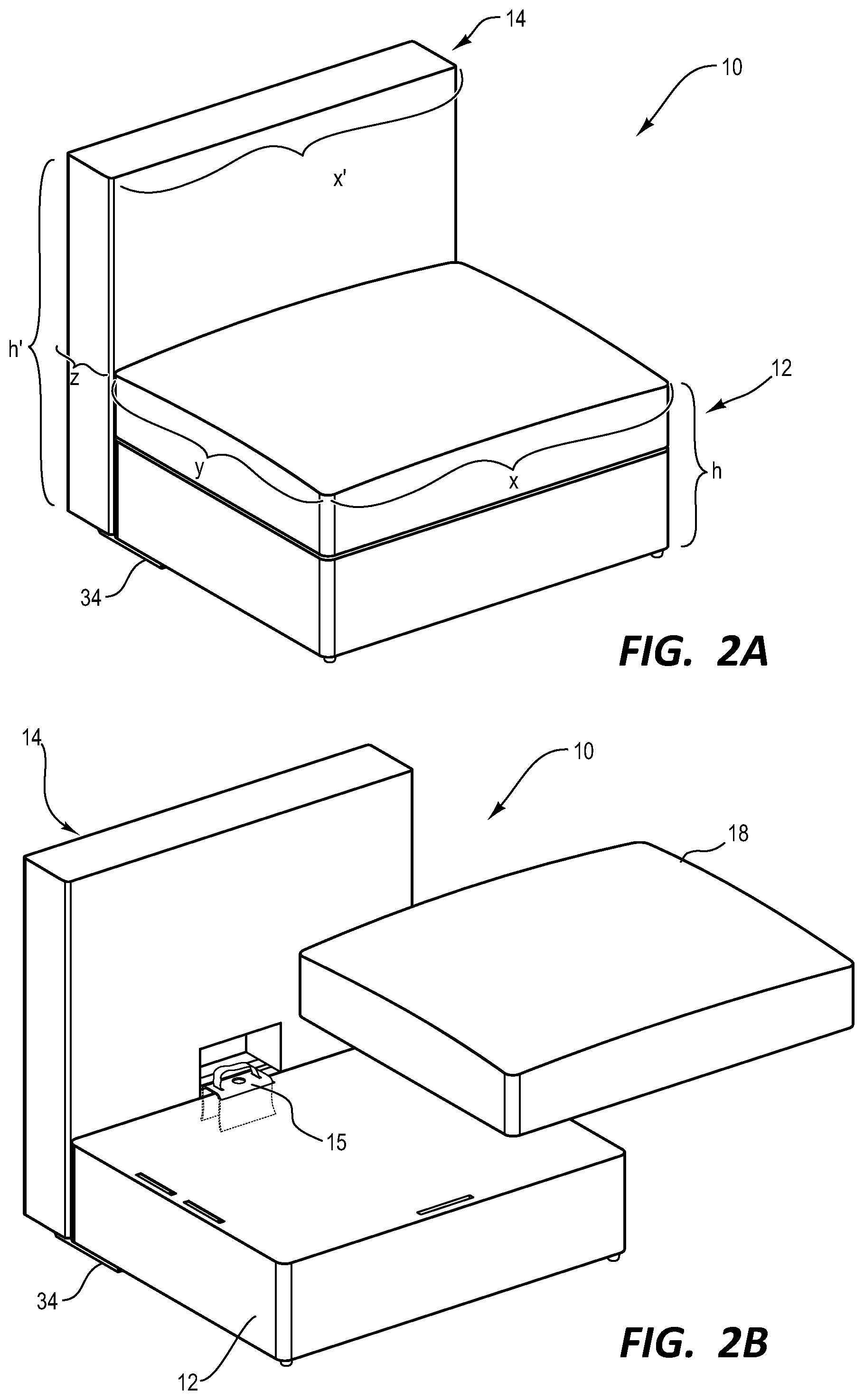 Patent US12396557 Figure 2 – Modular furniture and reclining assemblies