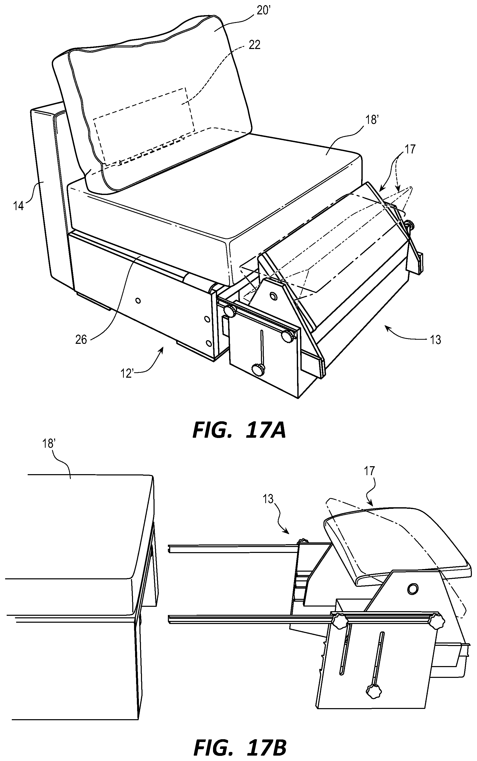 Patent US12396557 Figure 19 – Modular furniture and reclining assemblies
