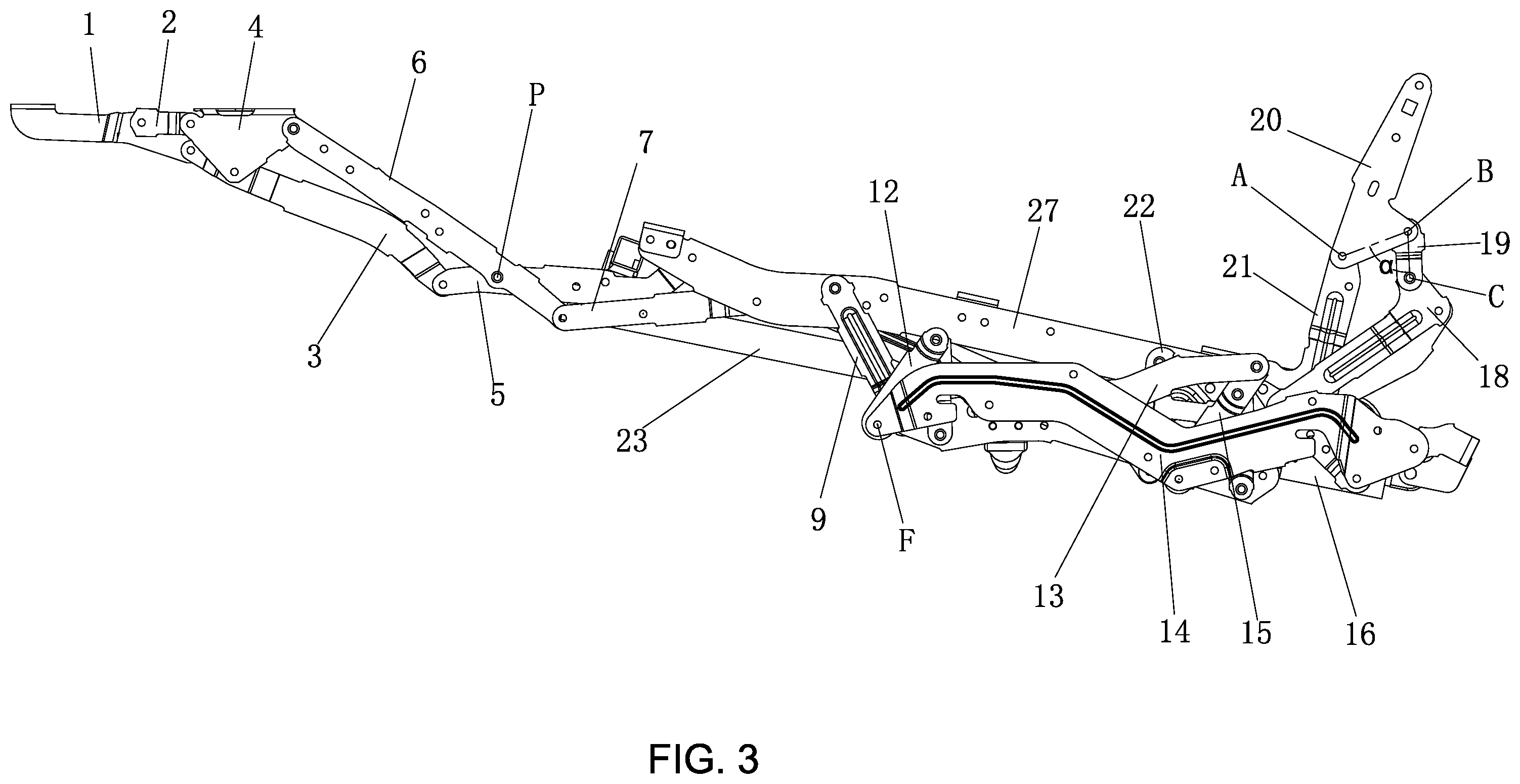 Patent US12396558 Figure 3 – Narrow backrest electric seat mechanical extension device