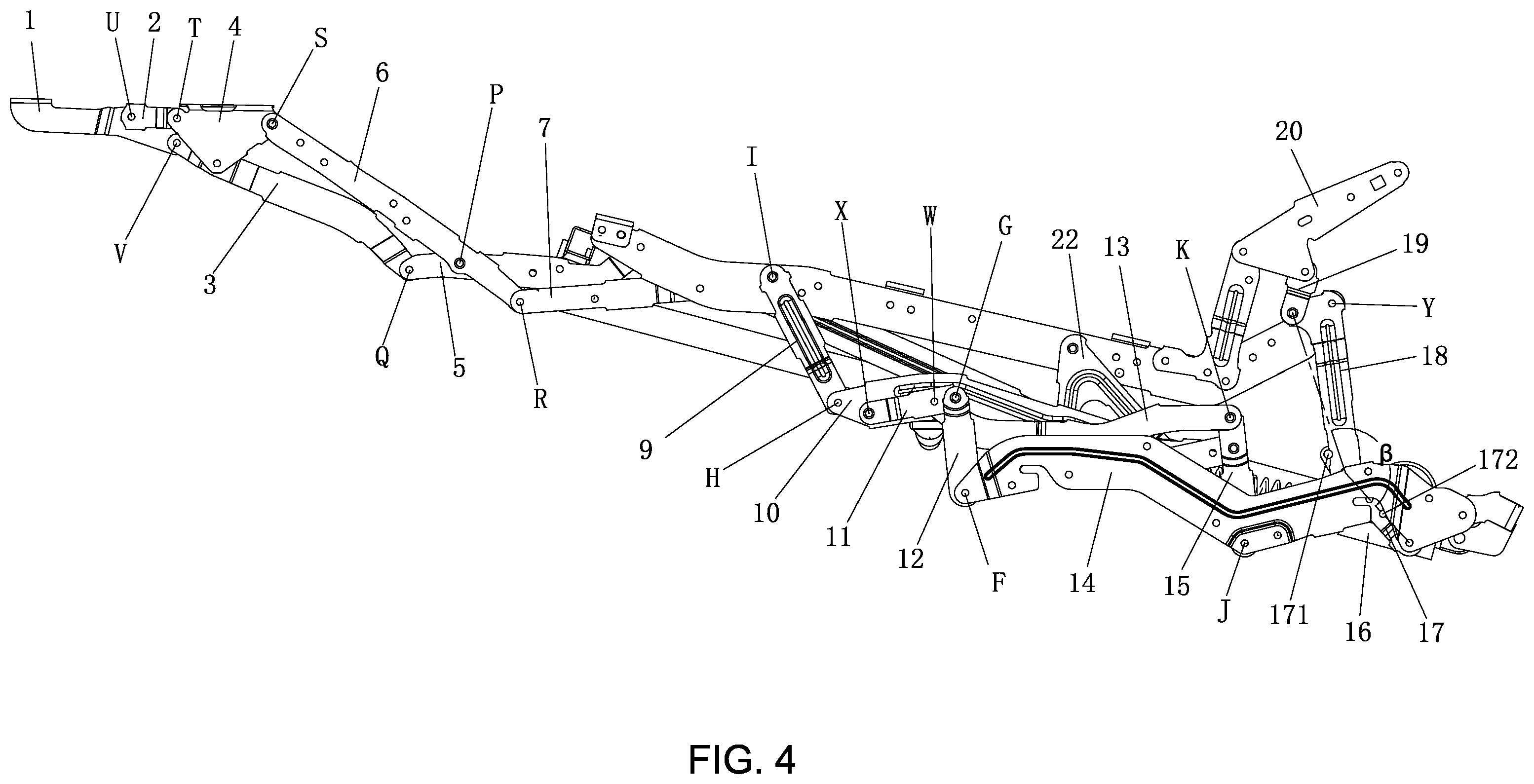 Patent US12396558 Figure 4 – Narrow backrest electric seat mechanical extension device