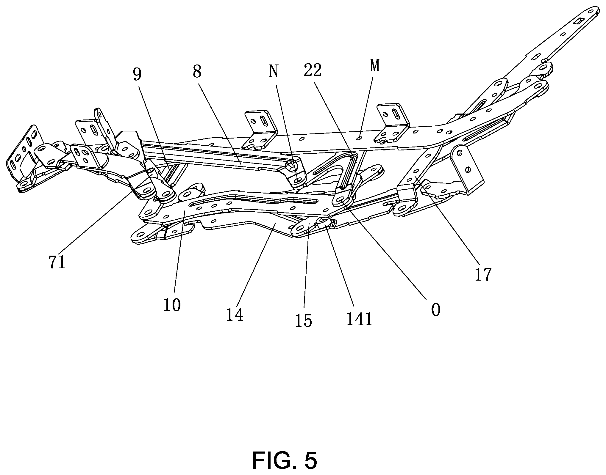 Patent US12396558 Figure 5 – Narrow backrest electric seat mechanical extension device