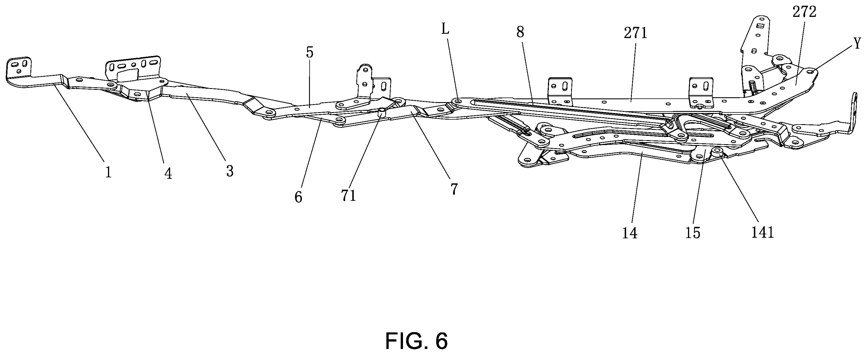 Patent US12396558 Figure 6 – Narrow backrest electric seat mechanical extension device