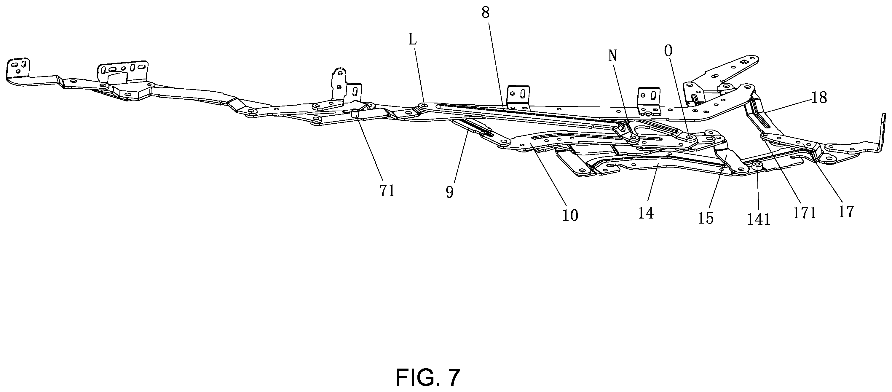 Patent US12396558 Figure 7 – Narrow backrest electric seat mechanical extension device