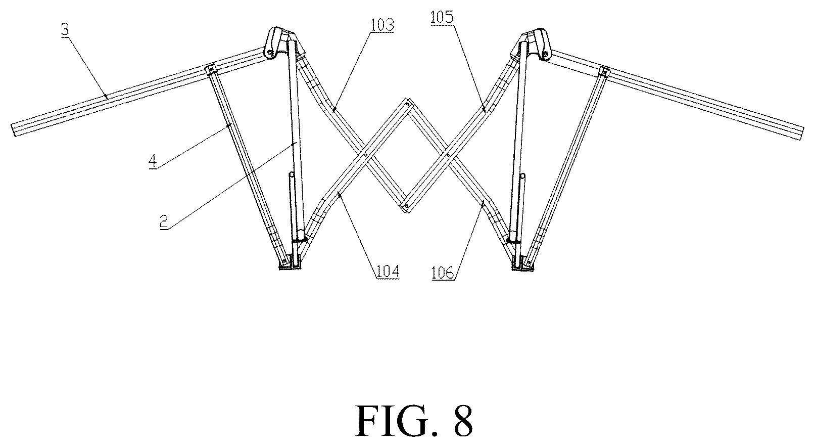 Patent US12396560 Figure 8 – Rocking chair and a bracket thereof