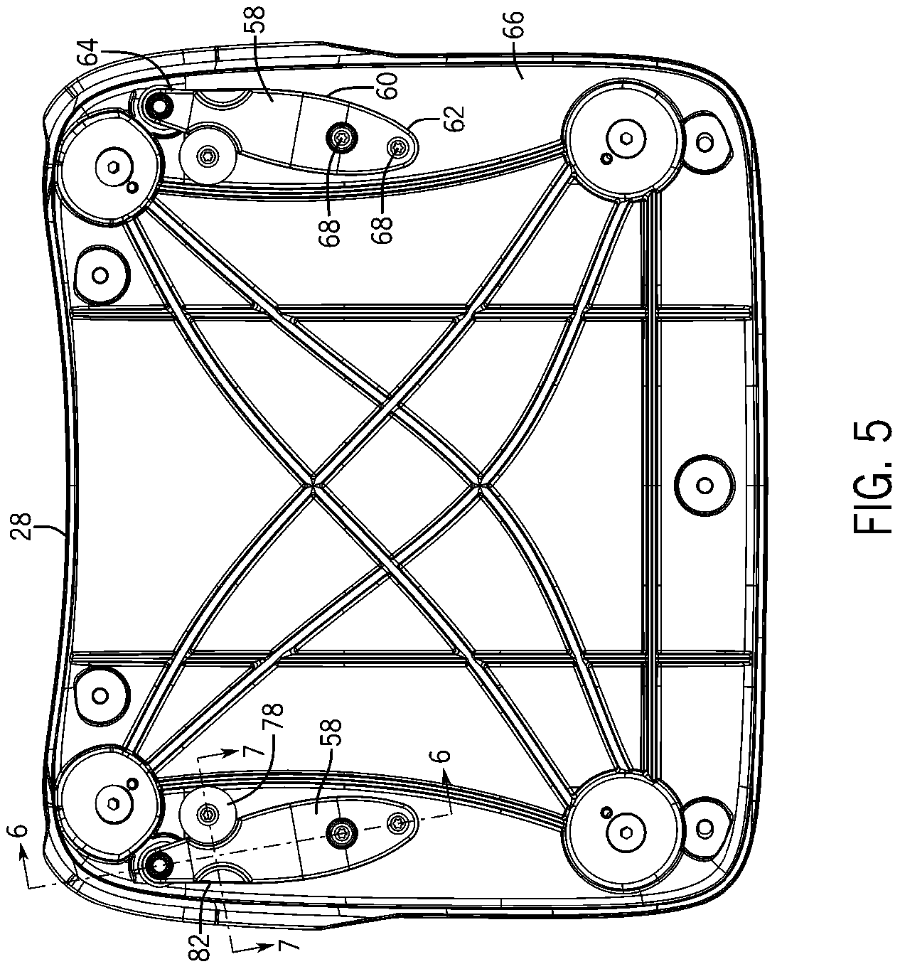 Patent US12396563 Figure 4 – Flexing chair shell with flexible elements
