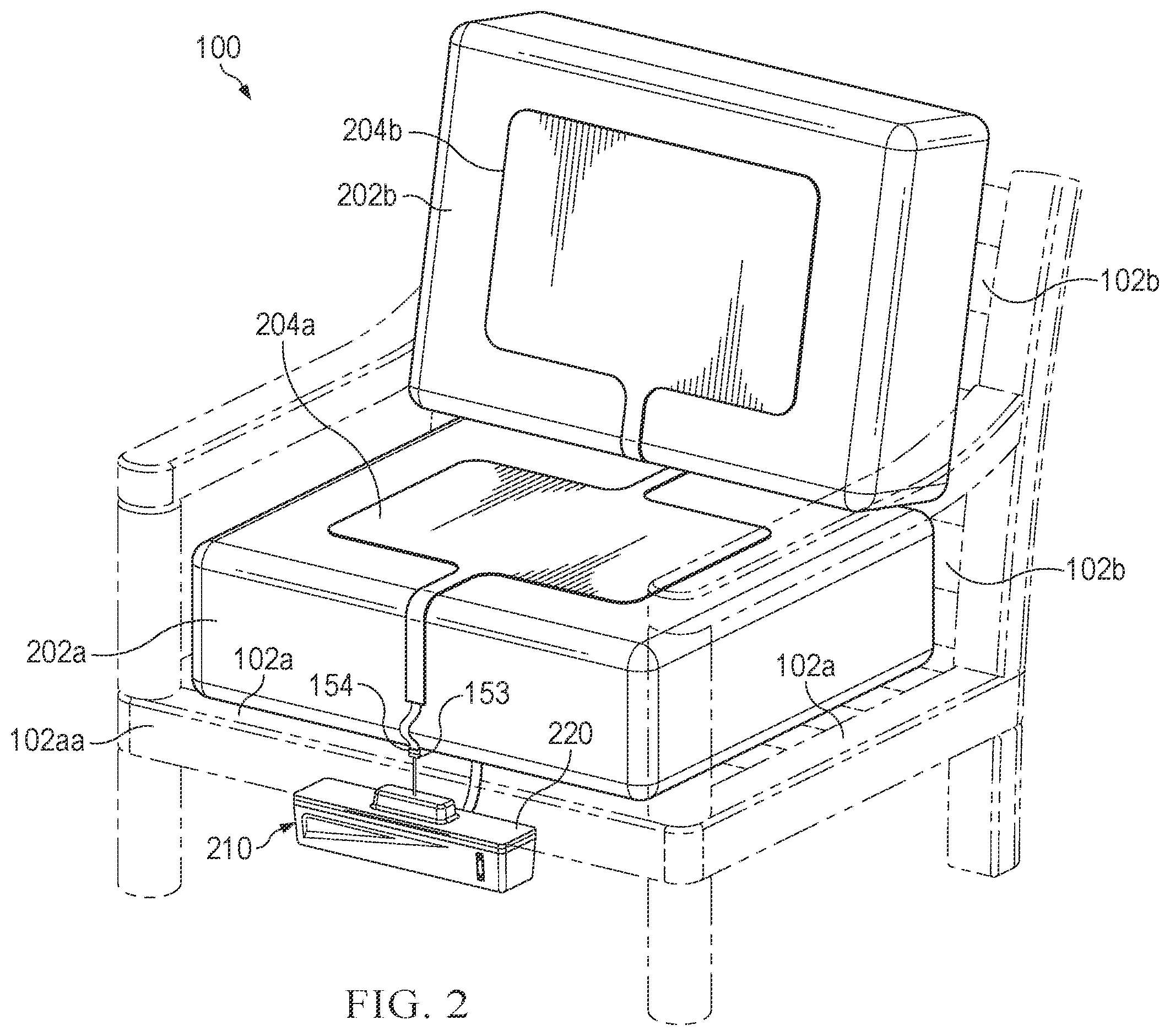 Patent US12396564 Figure 2 – Outdoor furniture piece with temperature control