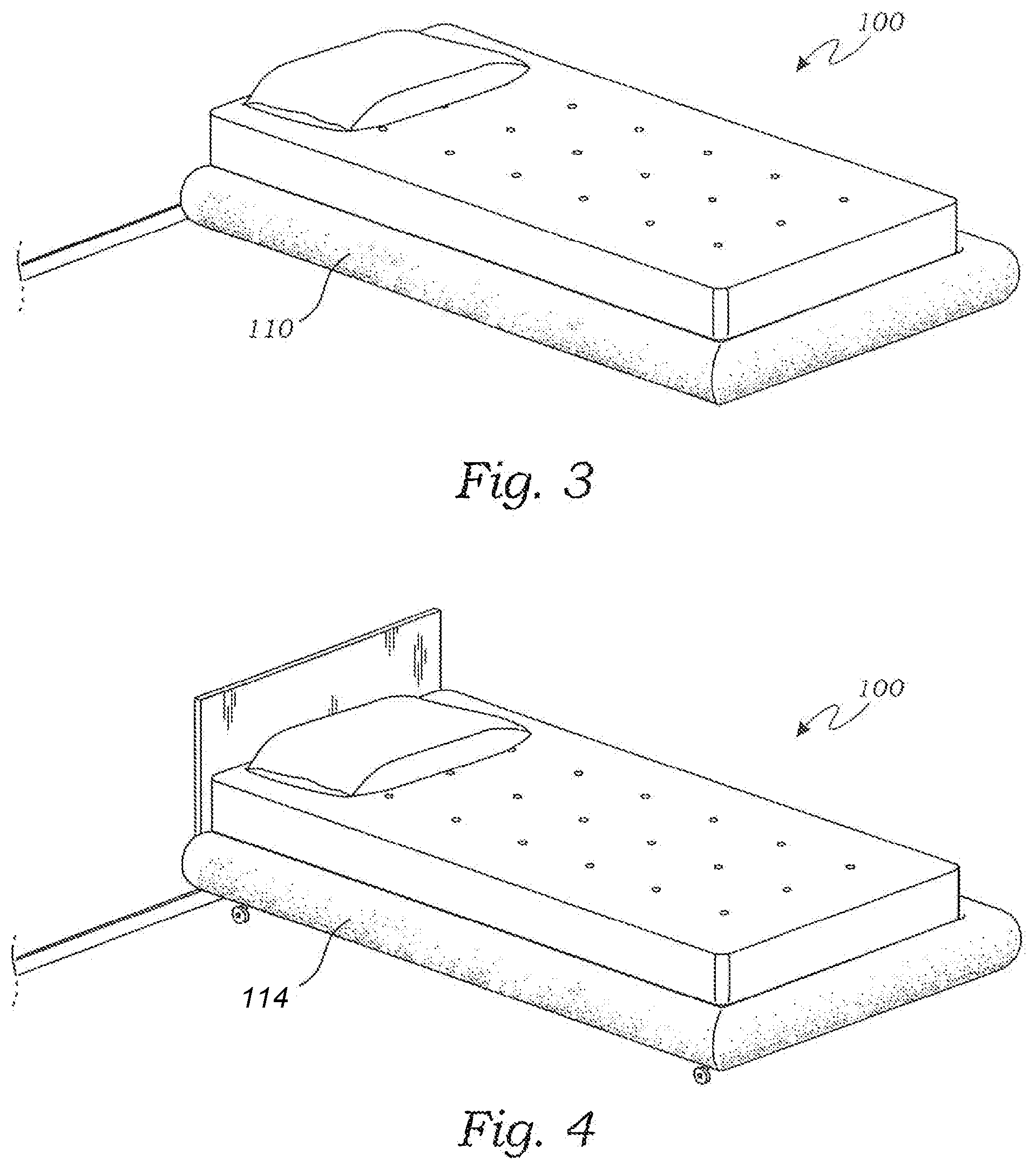 Patent US12396566 Figure 3 – Protective, collapsible, lightweight bed finishing frame