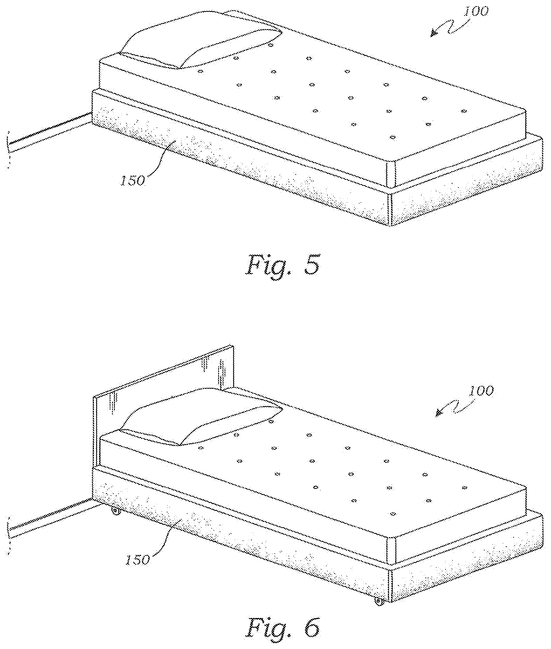 Patent US12396566 Figure 4 – Protective, collapsible, lightweight bed finishing frame