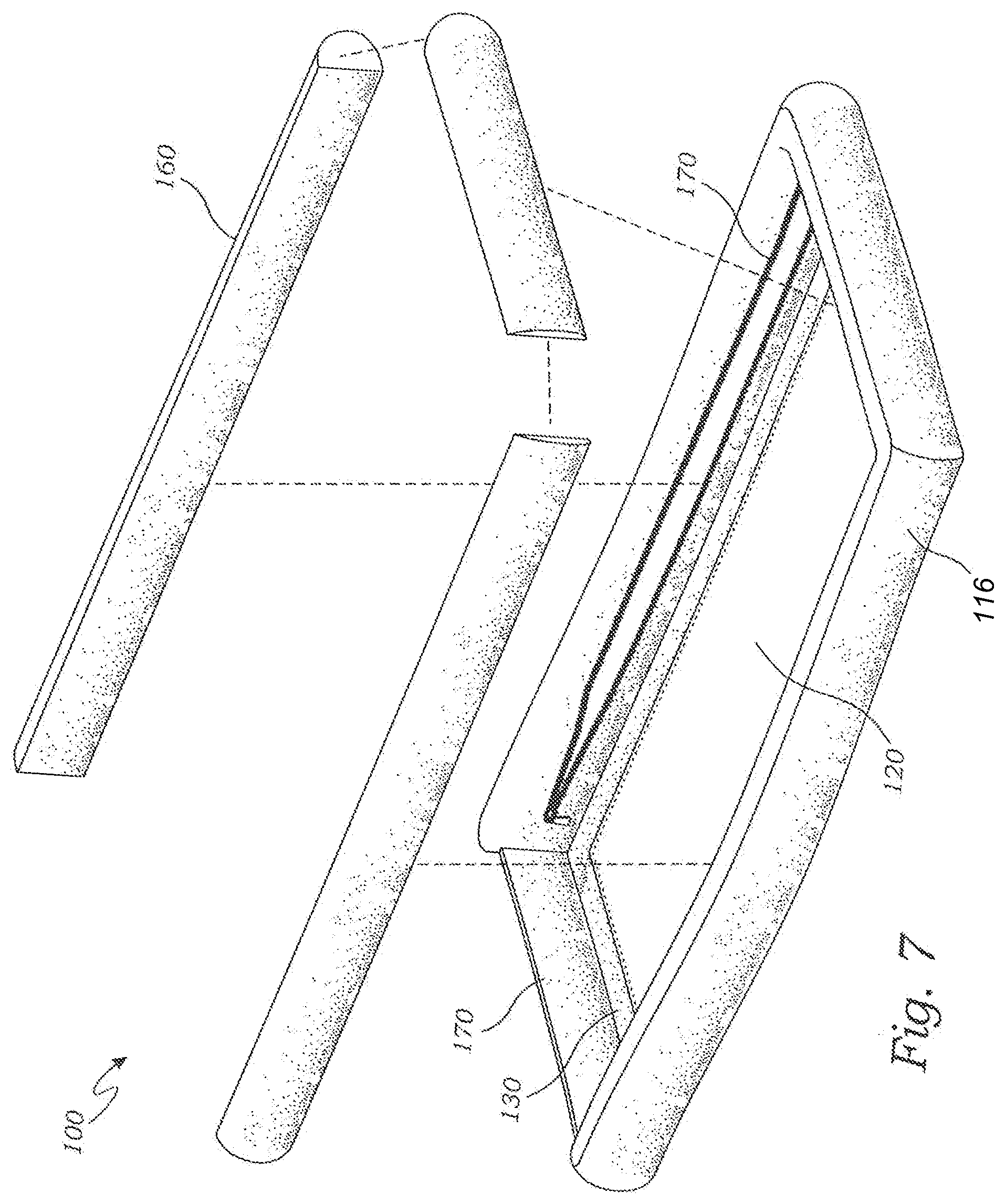 Patent US12396566 Figure 5 – Protective, collapsible, lightweight bed finishing frame