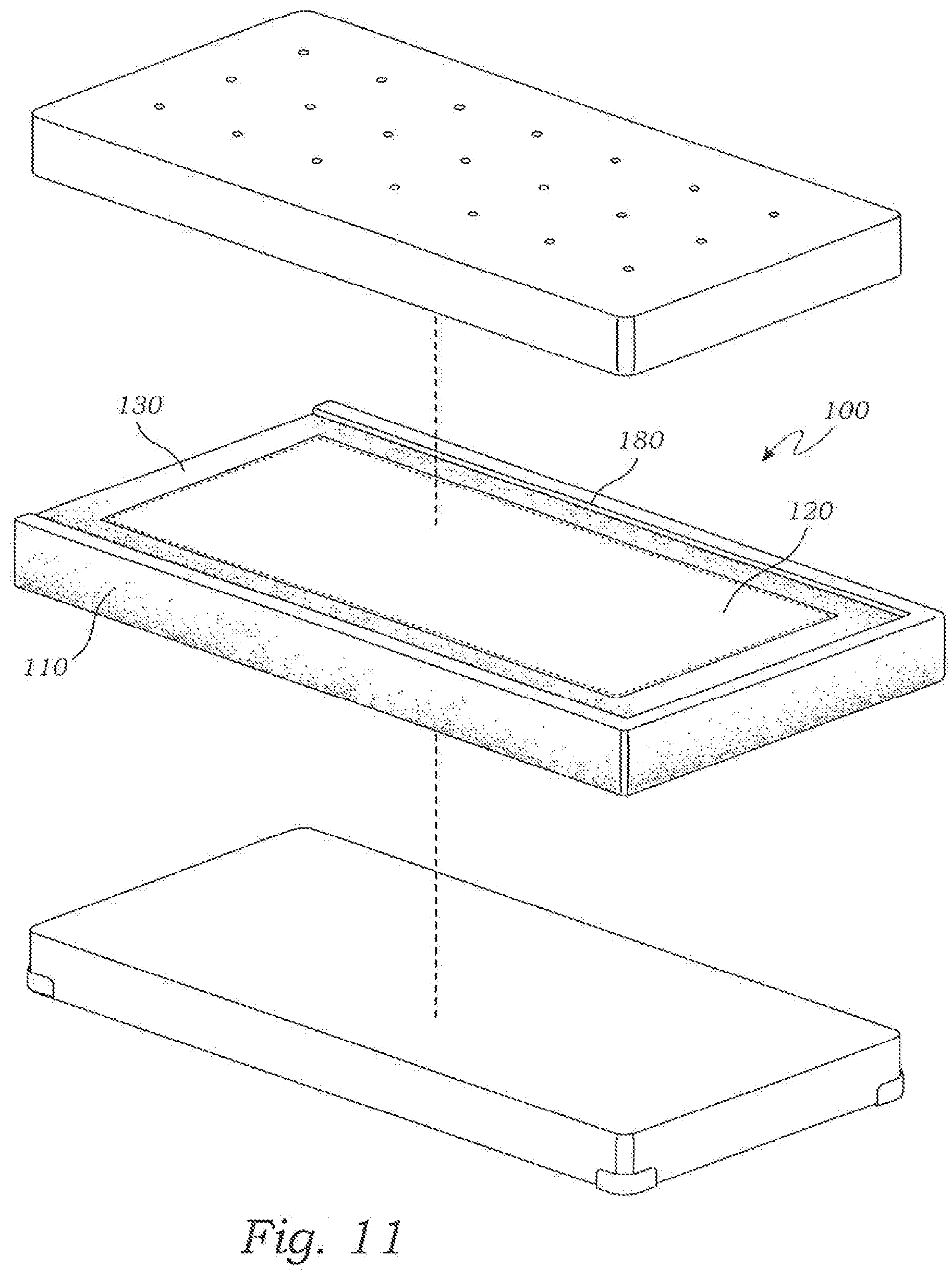 Patent US12396566 Figure 9 – Protective, collapsible, lightweight bed finishing frame