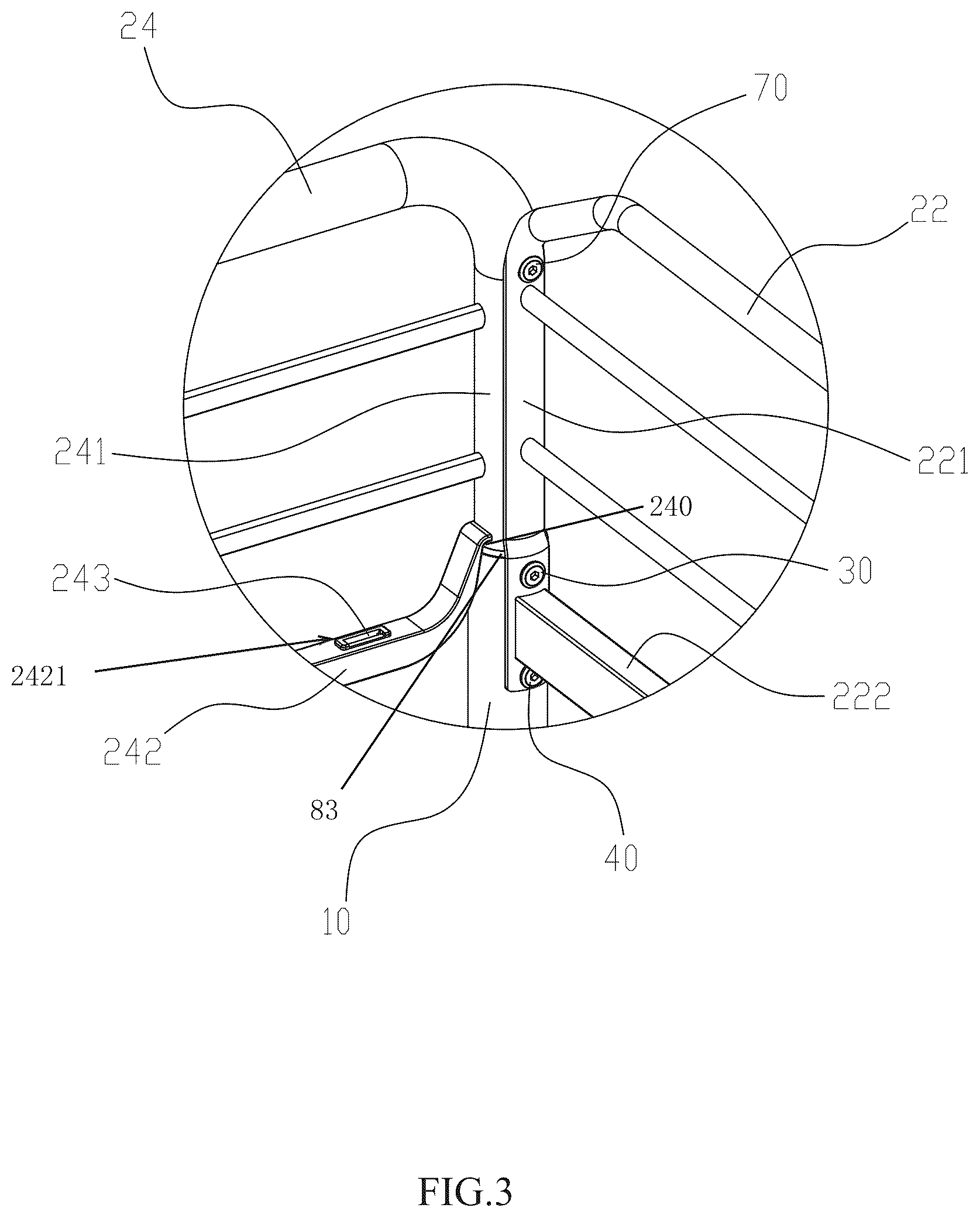 Patent US12396568 Figure 3 – Assembly structure for bed column and bed guard