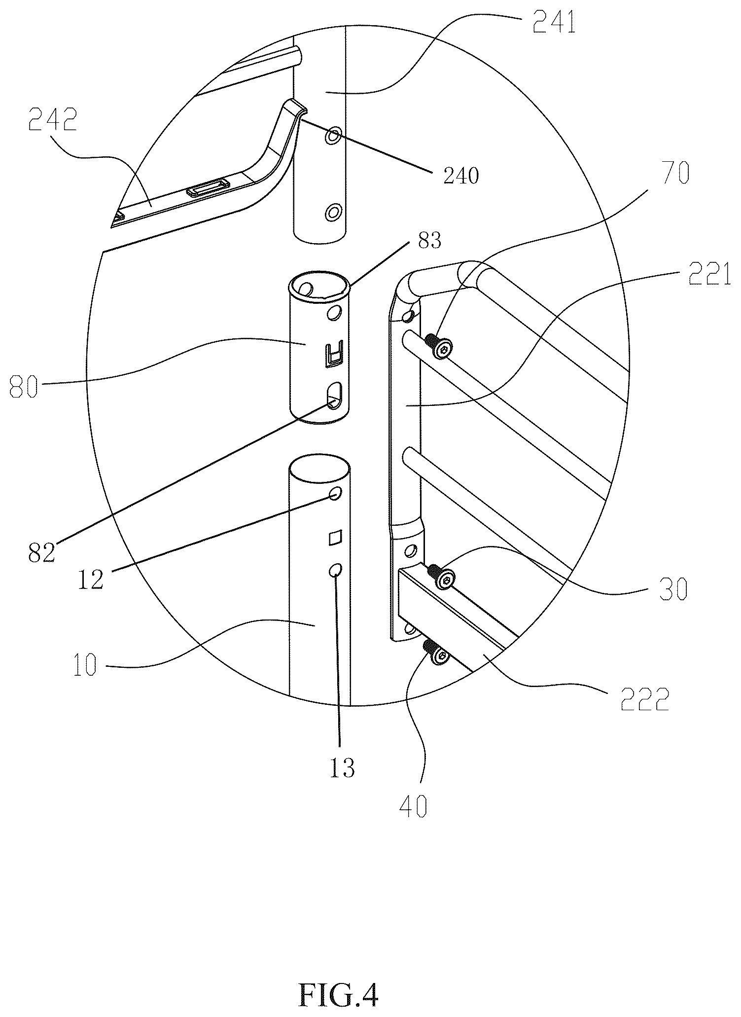 Patent US12396568 Figure 4 – Assembly structure for bed column and bed guard