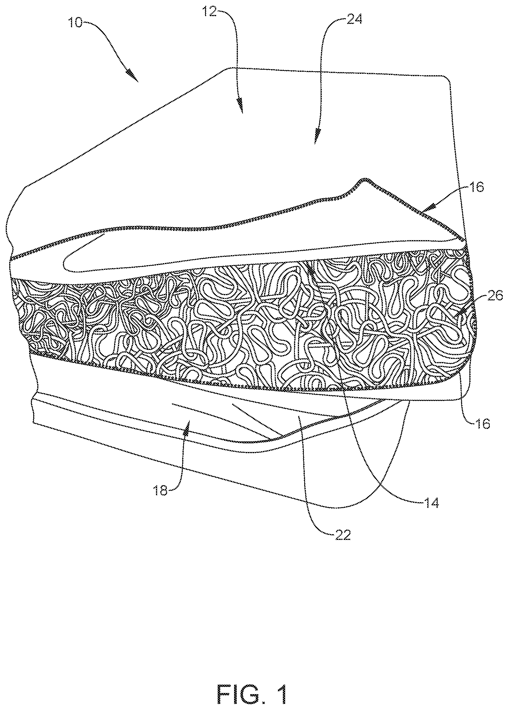 Patent US12396569 Figure 1 – Mattress assembly