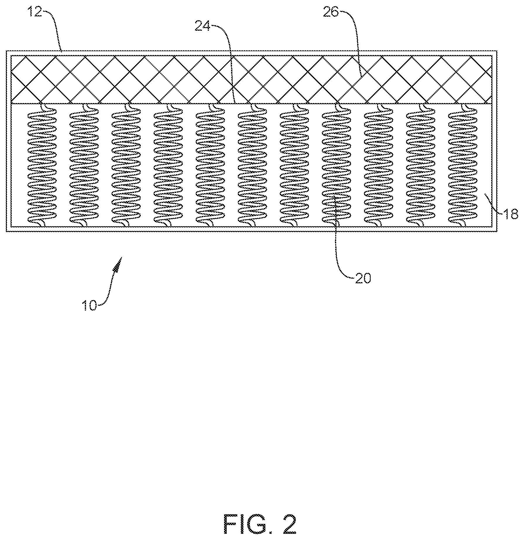 Patent US12396569 Figure 2 – Mattress assembly