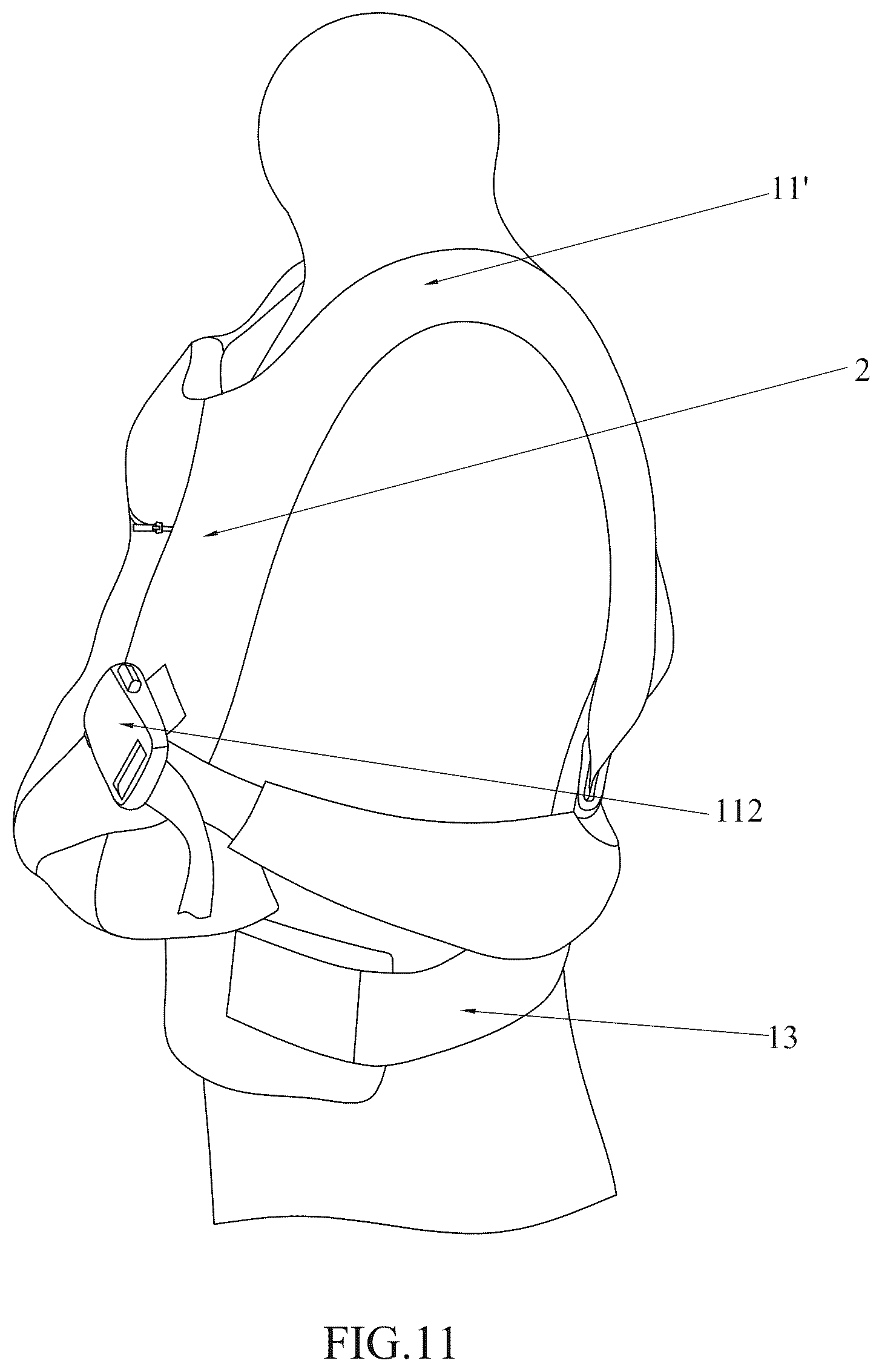 Patent US12396572 Figure 8 – Baby carrying harness