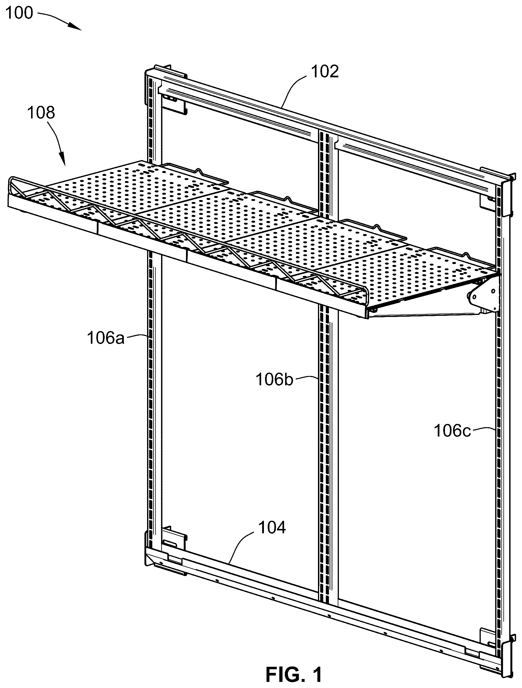 Patent US12396575 Figure 1 – Retail shelving system