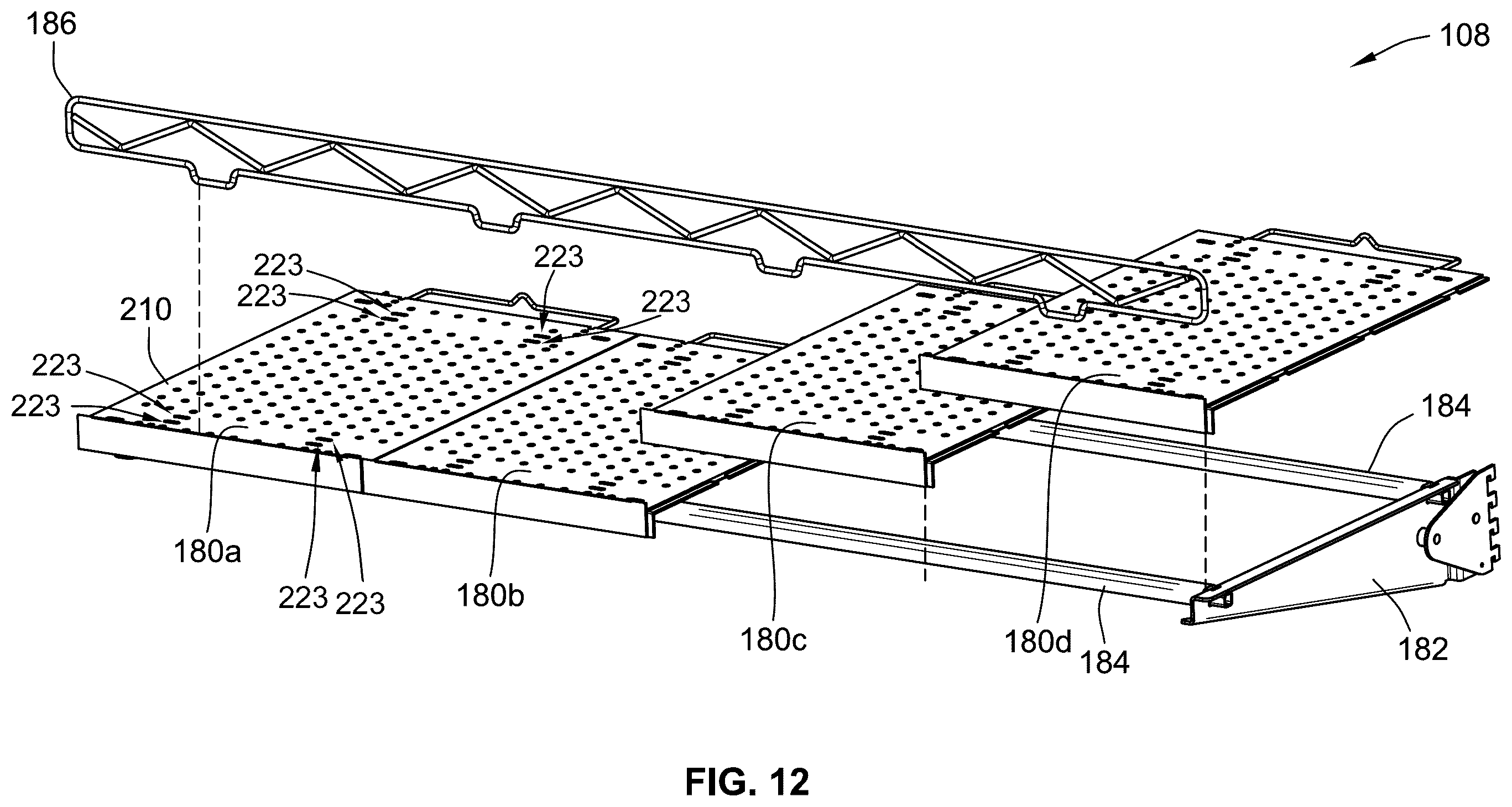 Patent US12396575 Figure 8 – Retail shelving system