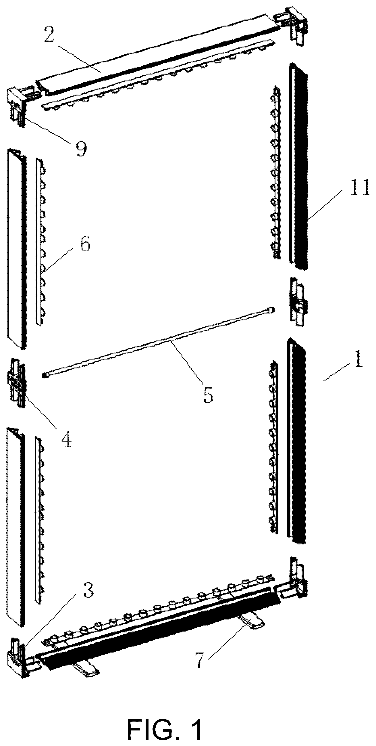 Patent US12396576 Figure 1 – Folding display rack