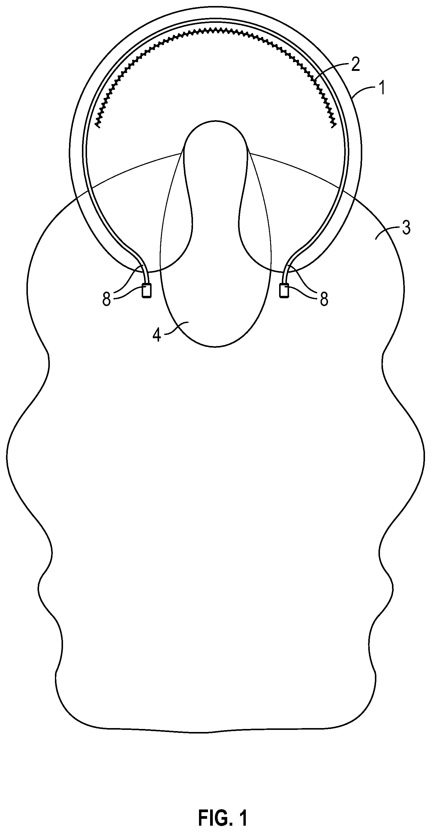 Patent US12396579 Figure 1 – Travel neck pillow with attached blanket and lights