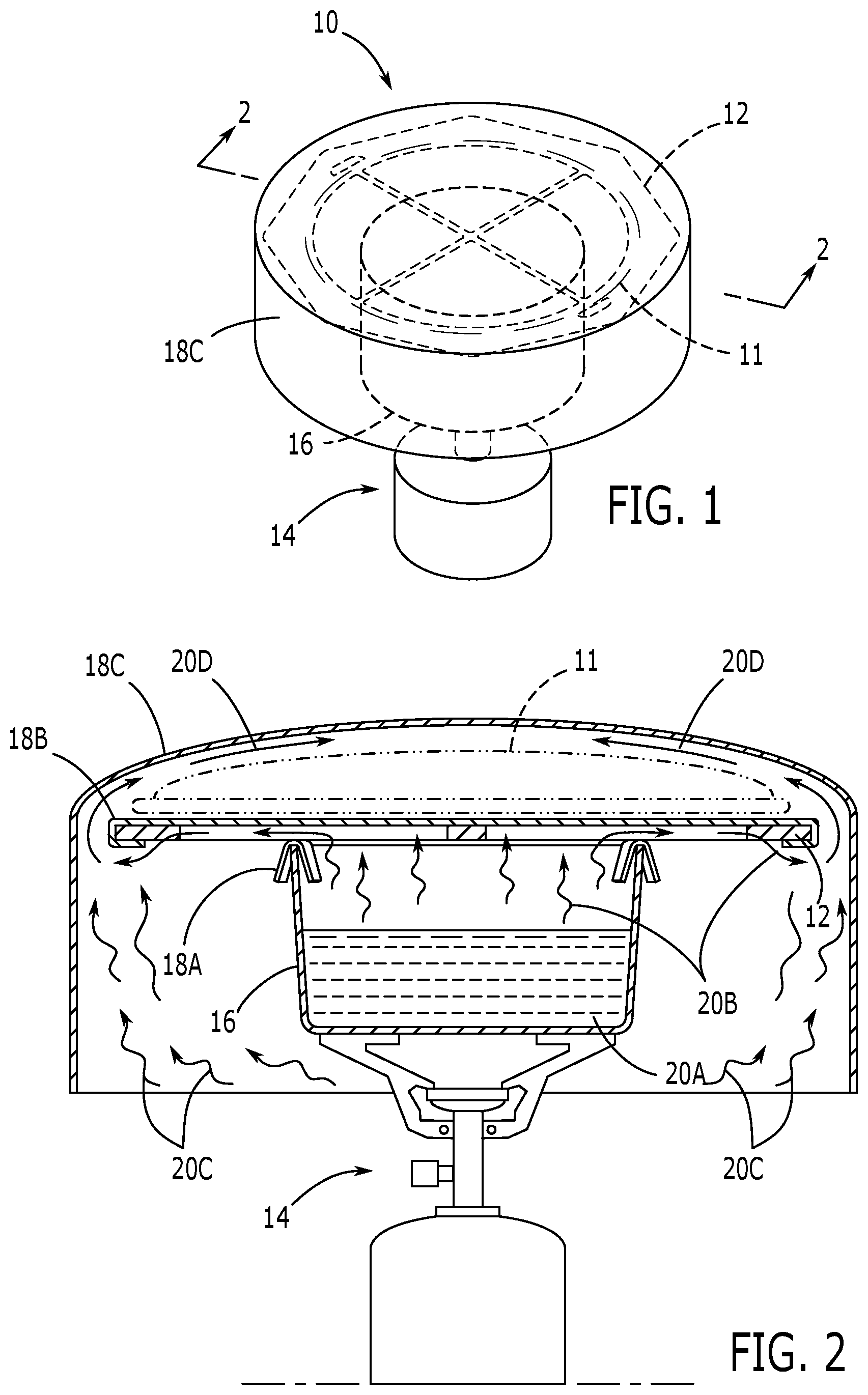 Patent US12396589 Figure 1 – Portable cooking device