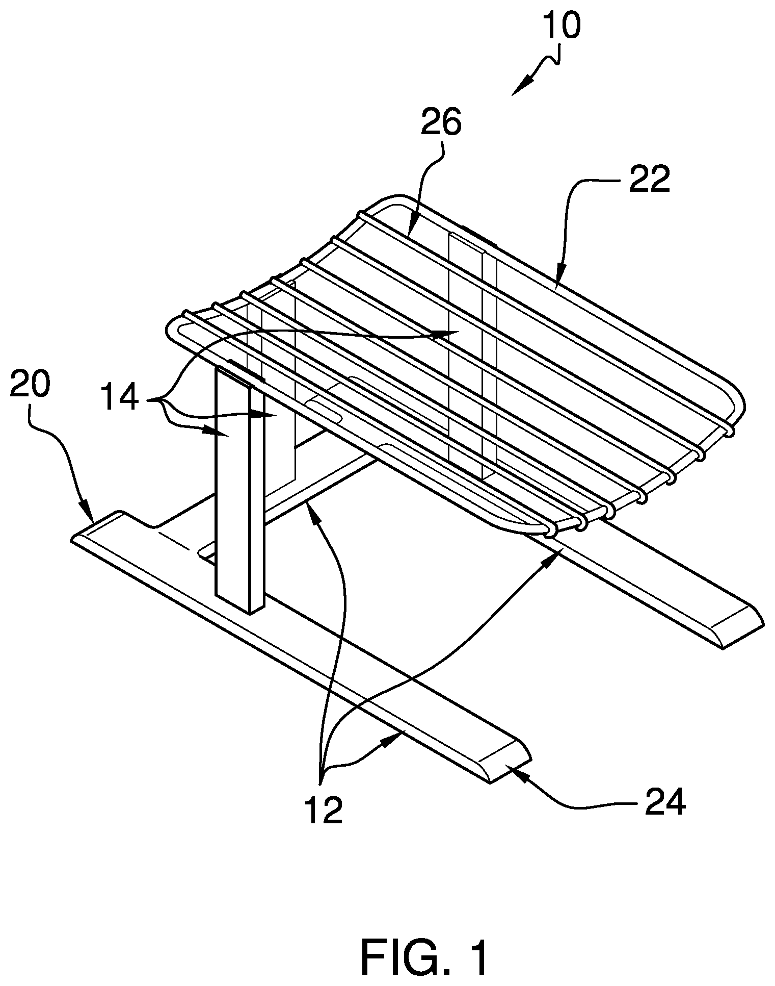 Patent US12396595 Figure 1 – Elevated rack device