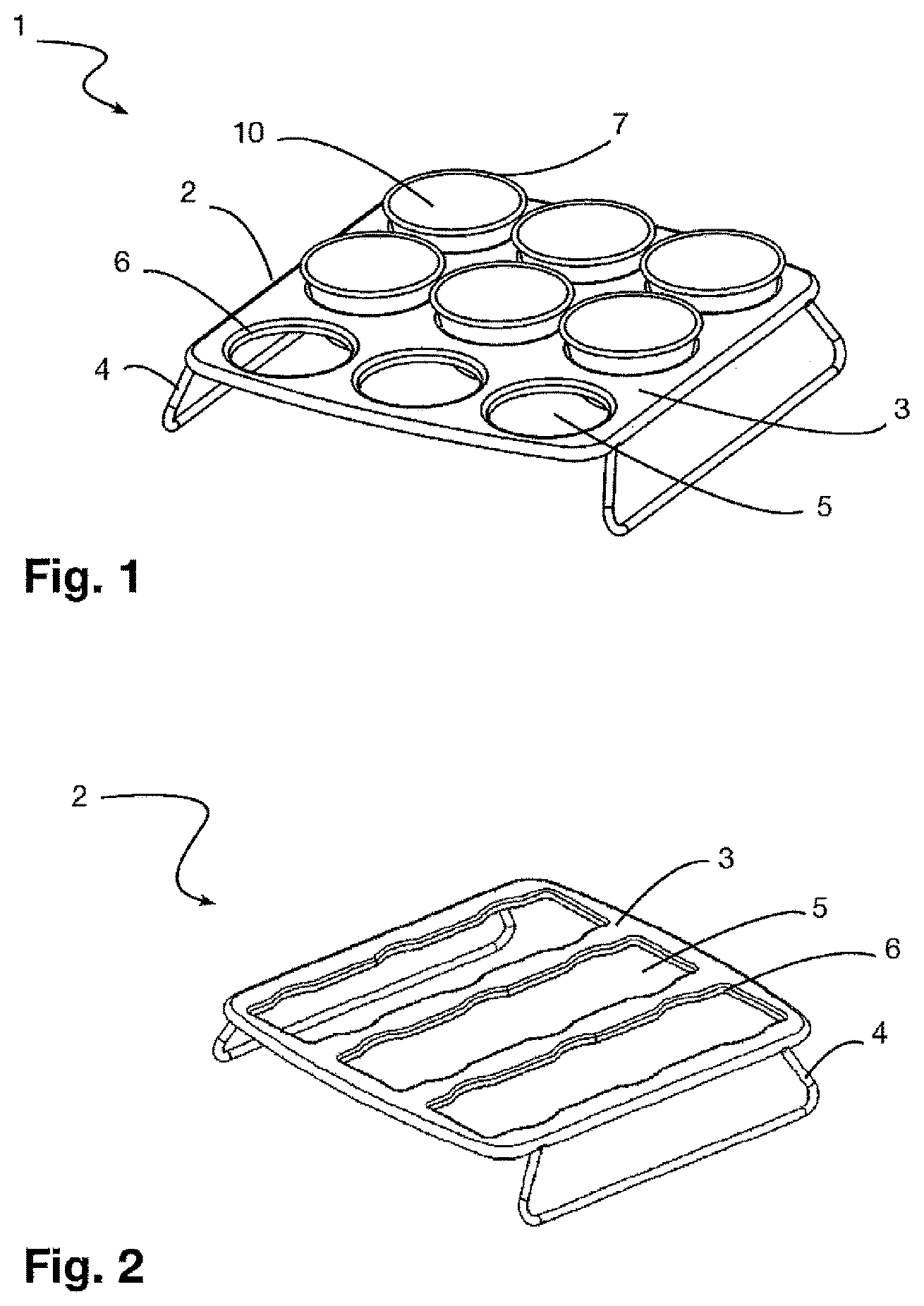 Patent US12396596 Figure 1 – Mold with easy-to-grip removable containers and stand for same