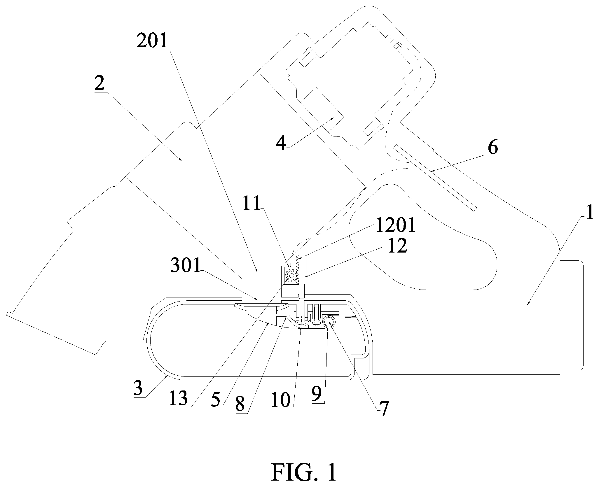 Patent US12396603 Figure 1 – Device structure for automatically opening and closing wastewater tank valve of cleaning machine