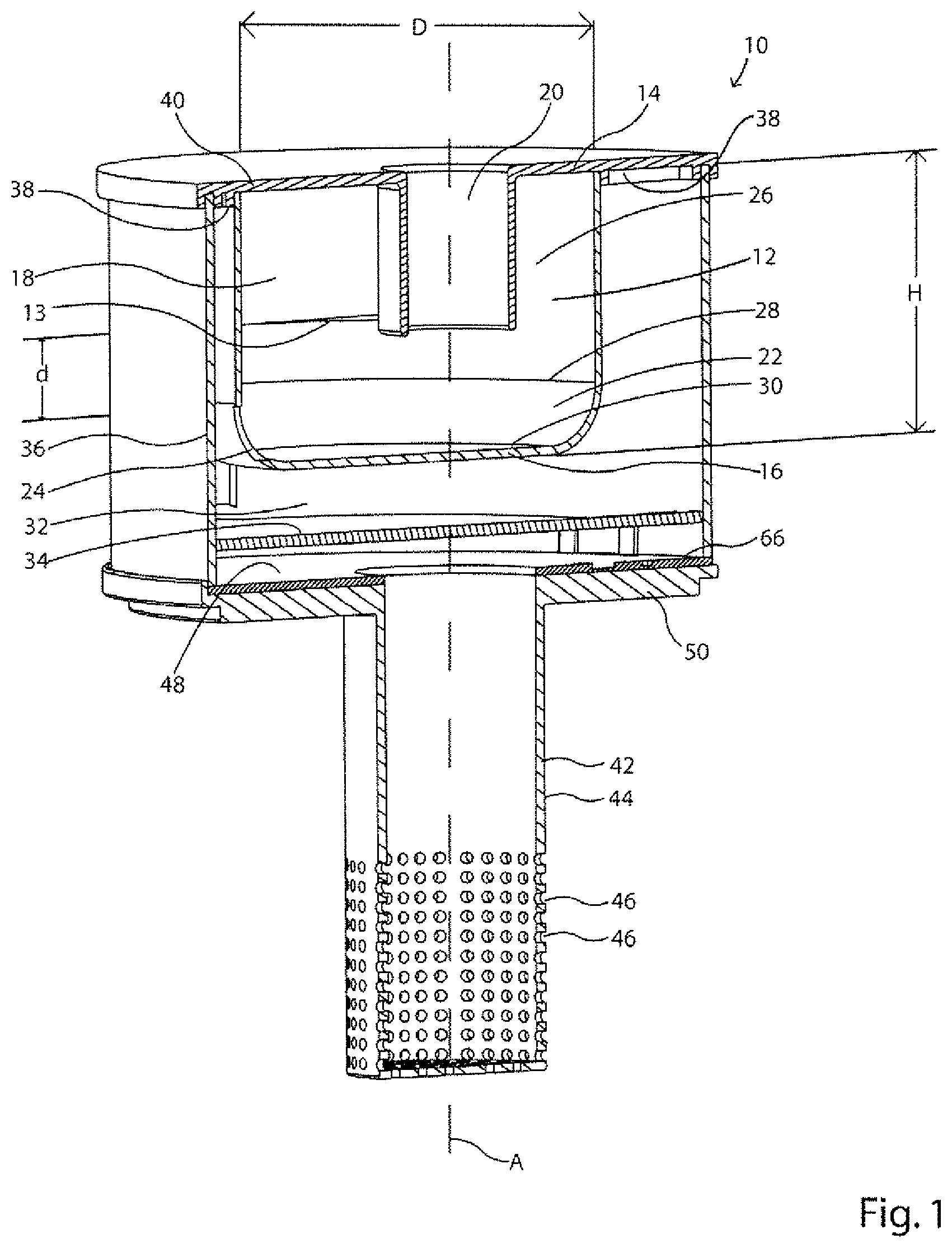 Patent US12396604 Figure 1 – Configuration of a cyclone assembly and surface cleaning apparatus having same