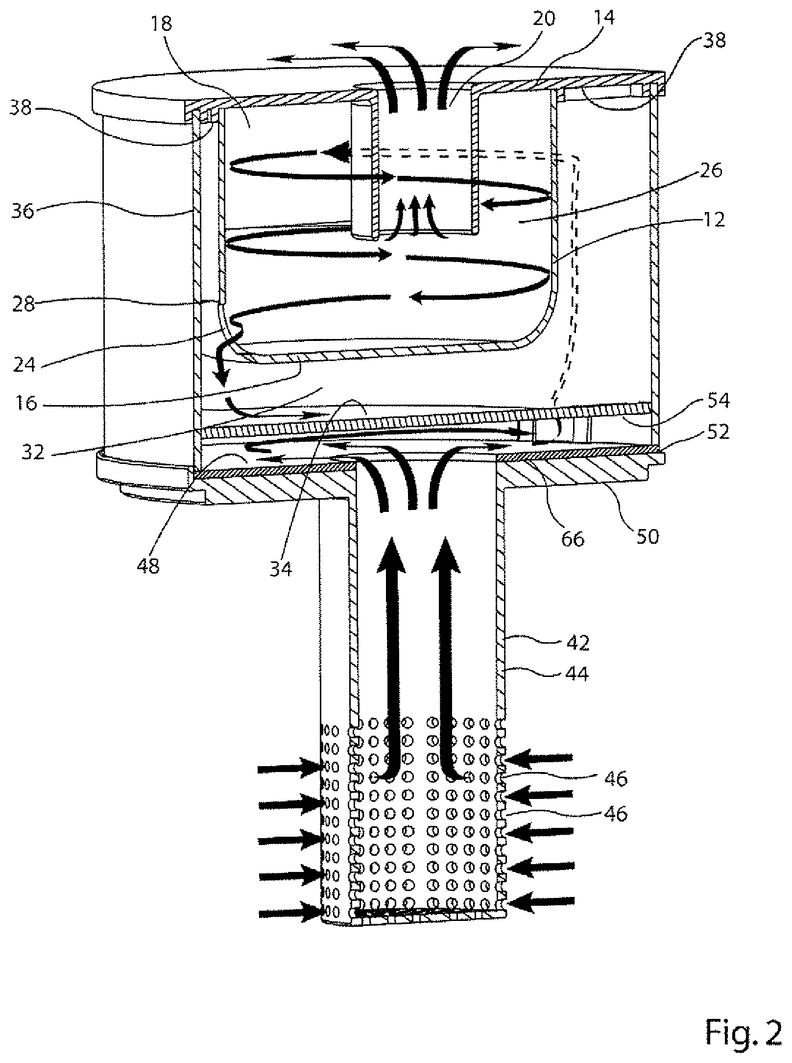 Patent US12396604 Figure 4 – Configuration of a cyclone assembly and surface cleaning apparatus having same