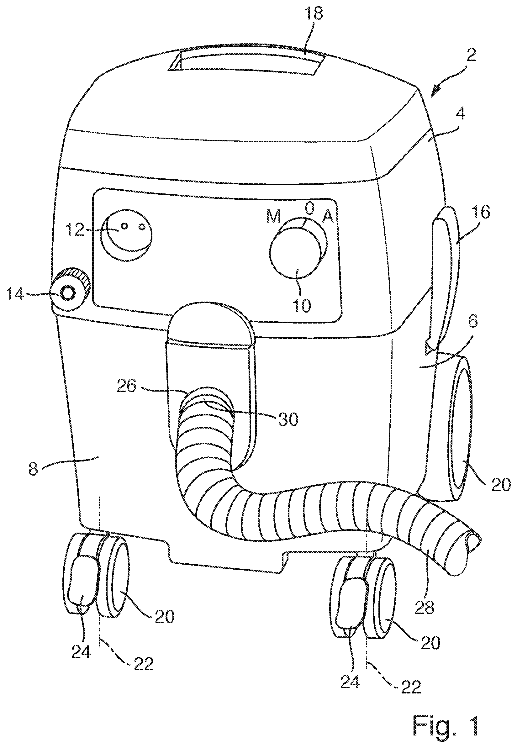 Patent US12396605 Figure 1 – Pneumatic tube or hose for releasable airtight connection to a pneumatic port and respective pneumatic port