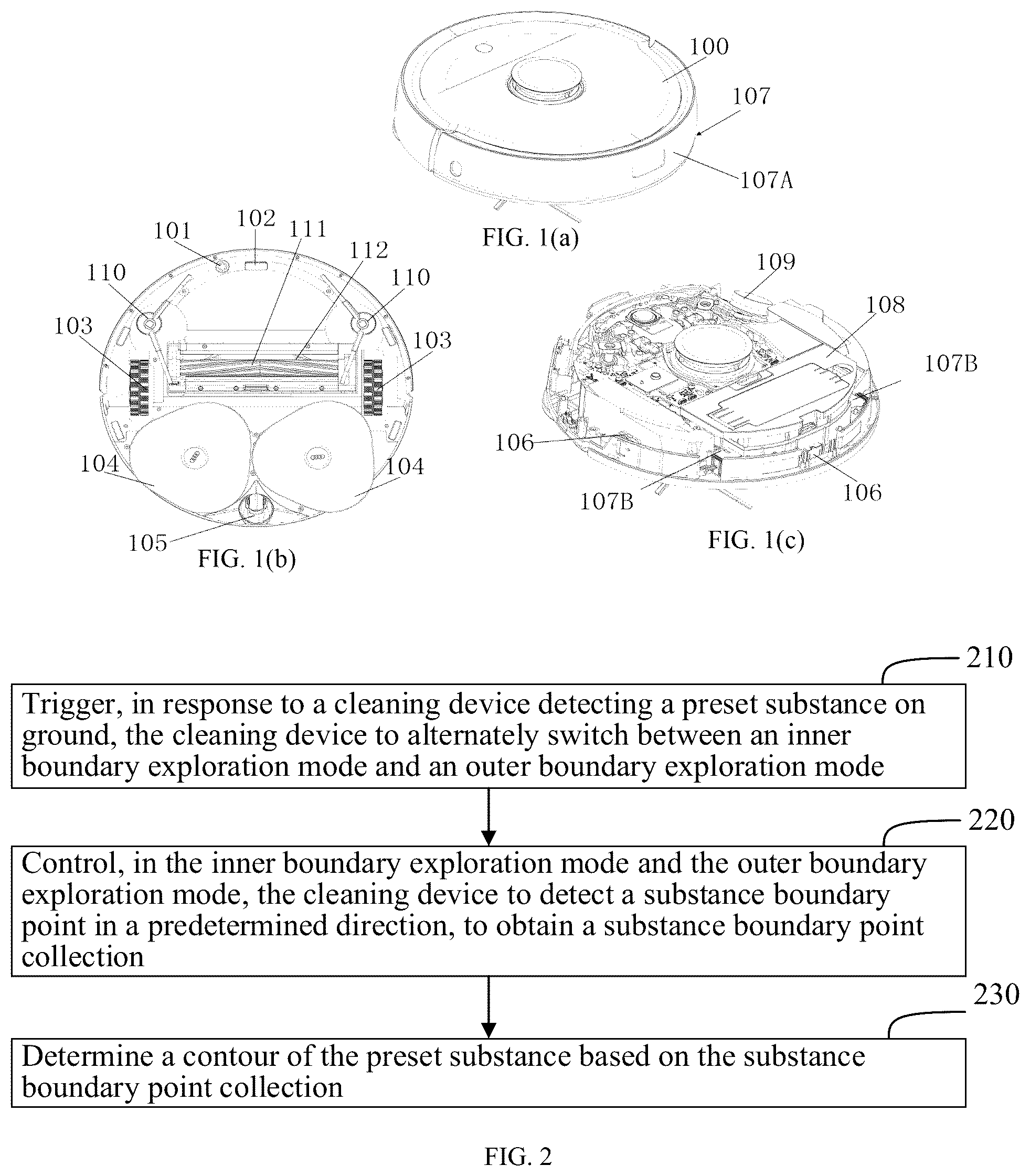 Patent US12396610 Figure 1 – Method and apparatus for exploring substance contour on ground, and cleaning device