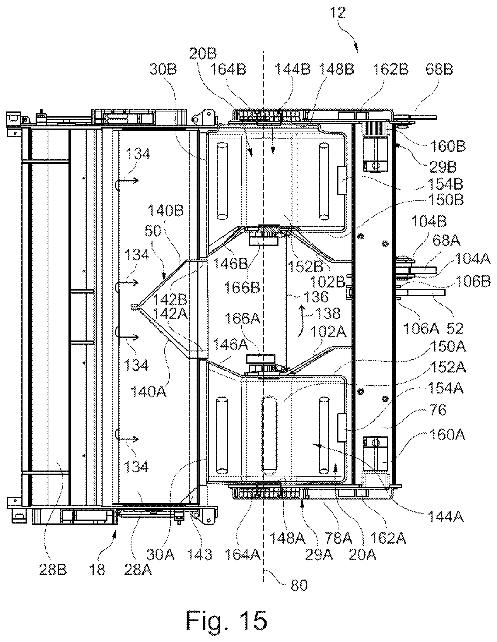 Patent US12396611 Figure 12 – High-dump hopper for floor cleaning machine and method for cleaning a floor