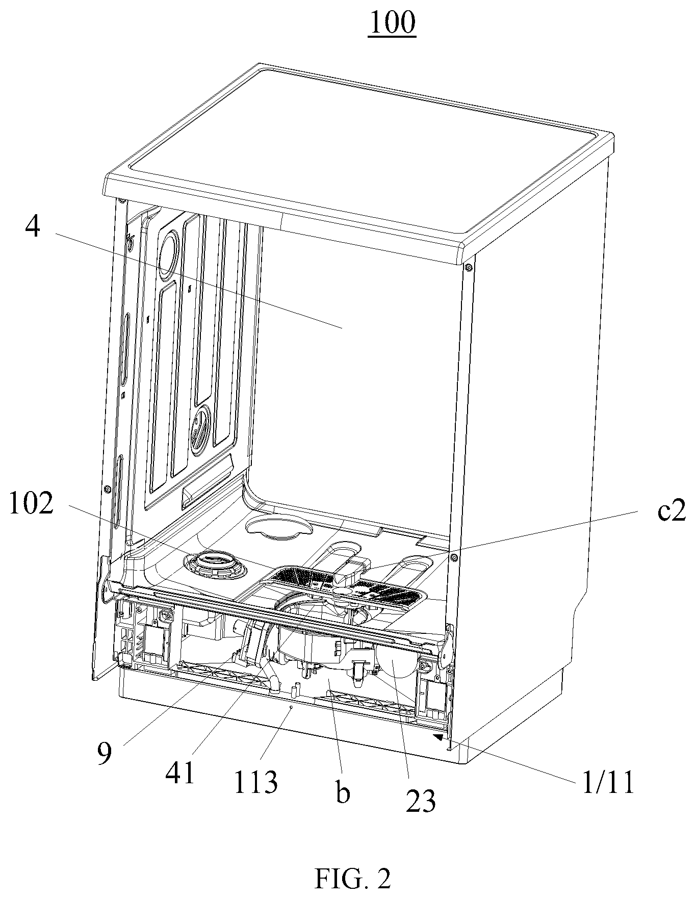Patent US12396615 Figure 2 – Heat pump dishwasher