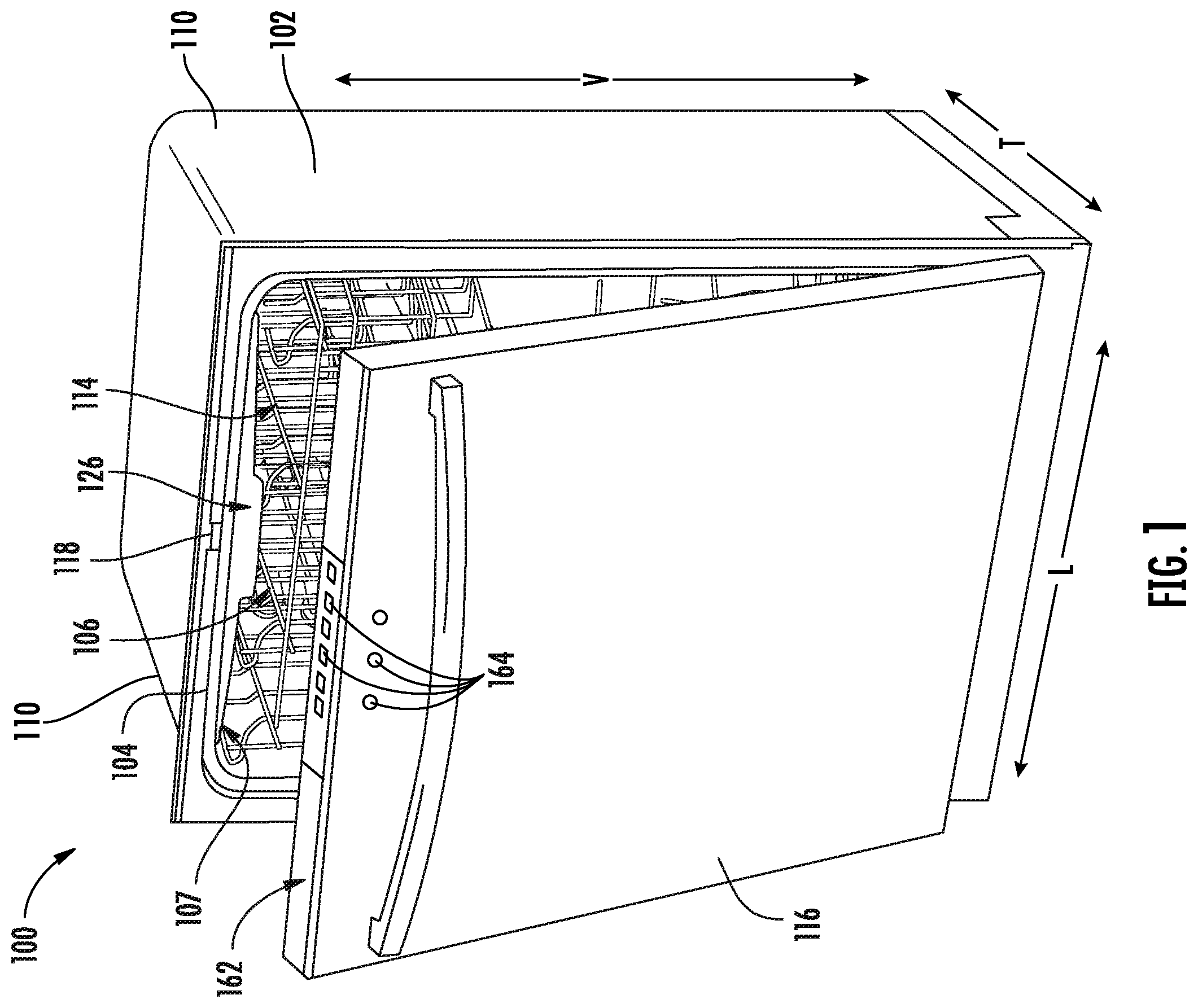 Patent US12396616 Figure 1 – Straw holder assembly for a dishwasher appliance