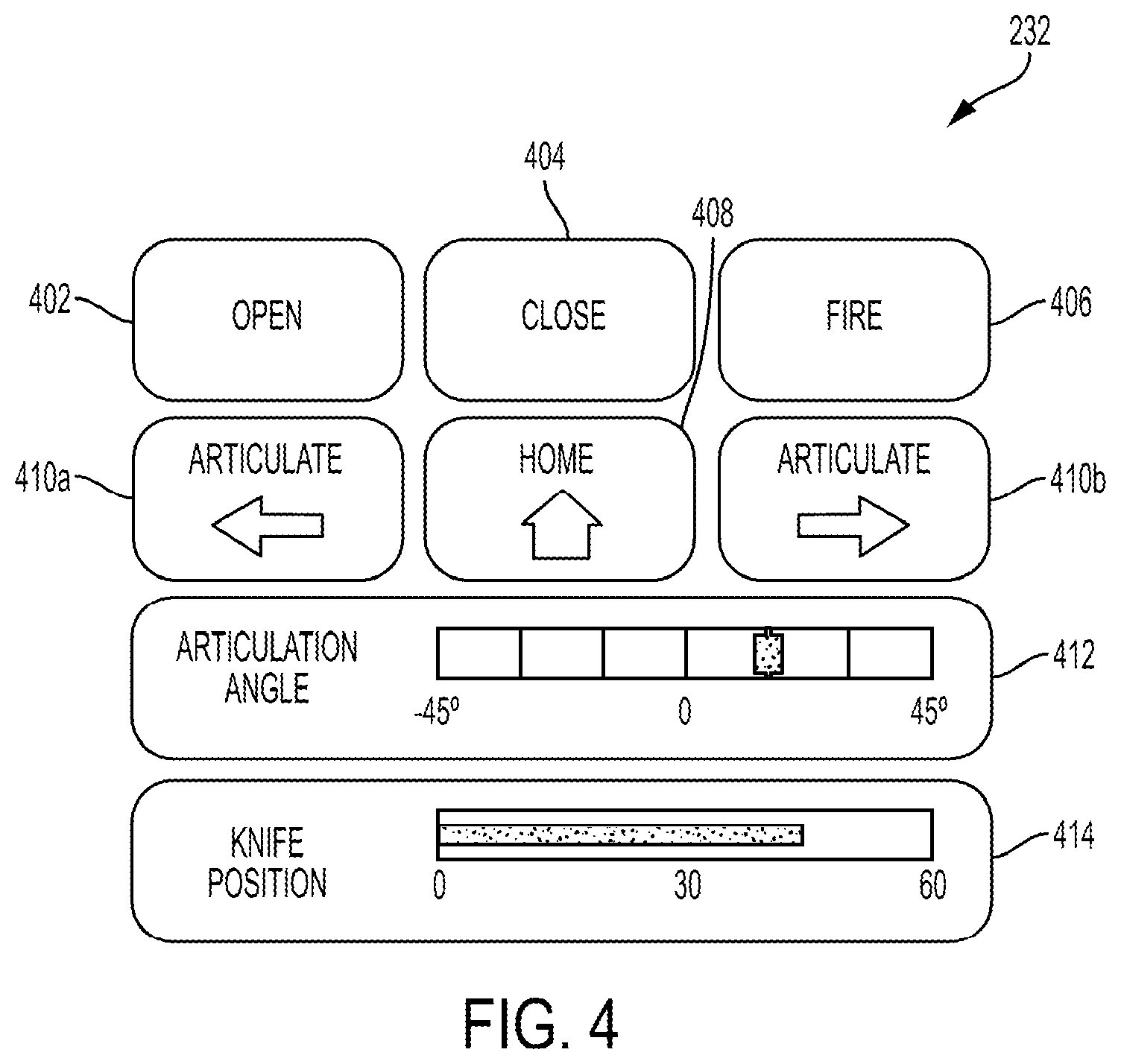 Patent US12396631 Figure 4 – Robotic surgical system with virtual control panel for tool actuation