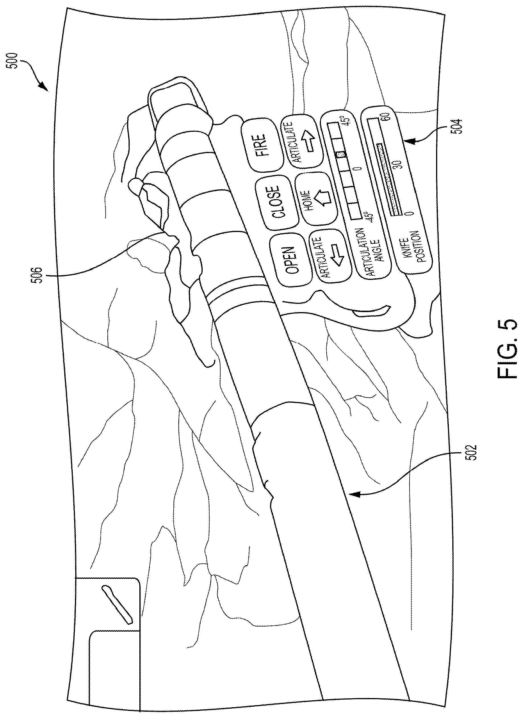 Patent US12396631 Figure 5 – Robotic surgical system with virtual control panel for tool actuation